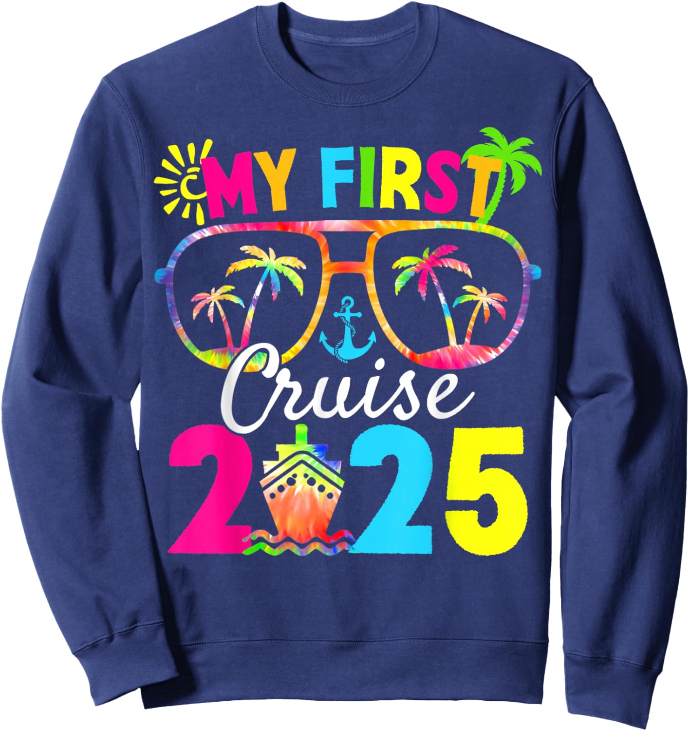 My First Family Cruise Squad 2025 Vacation Summer Trip Sweatshirt - Sweatshirt | Navy