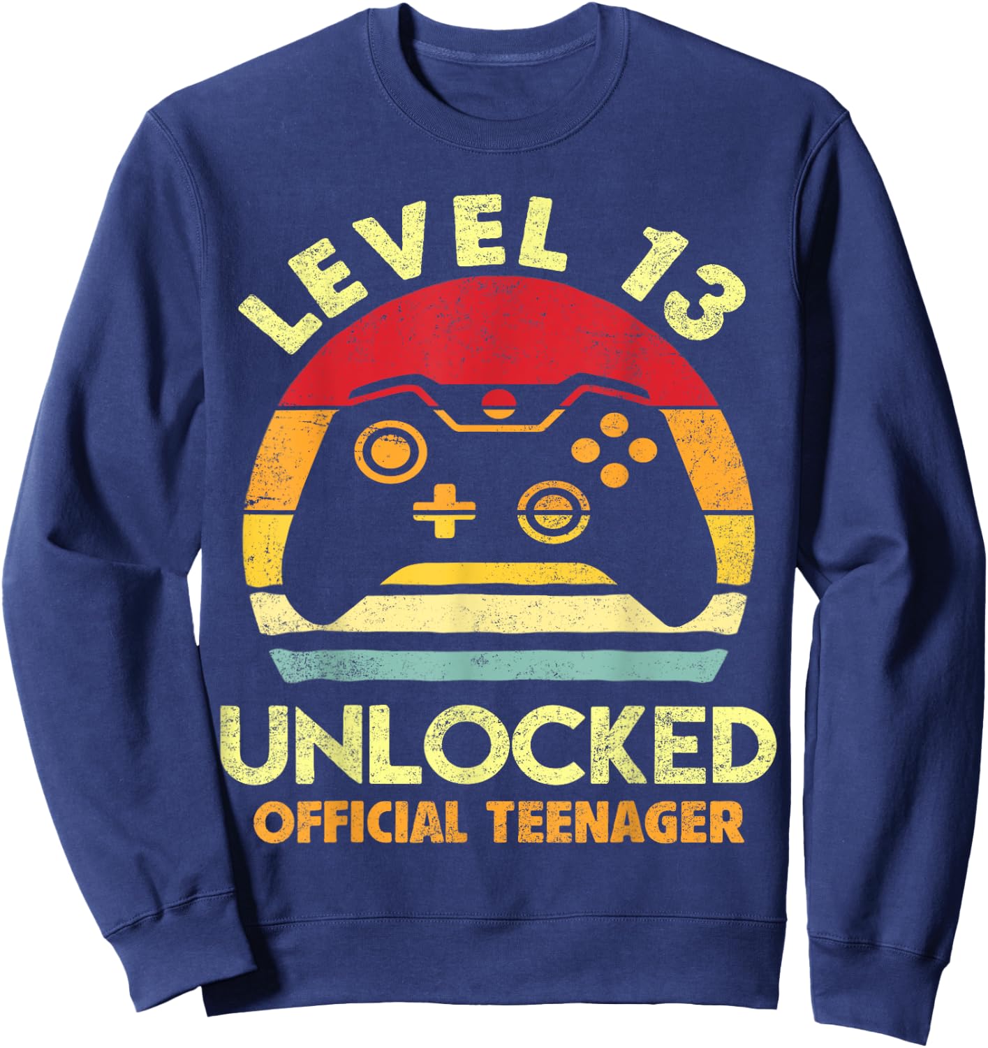 Official Teenager 13th Birthday Boy Shirt Level 13 Unlocked Sweatshirt - Sweatshirt | Navy