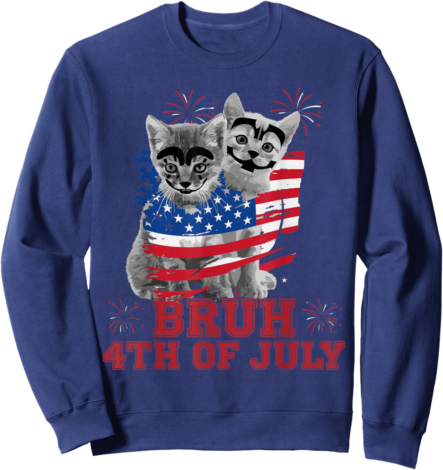 Funny Bruh 4th of July Boys Kids Flag Sweatshirt - Sweatshirt | Navy