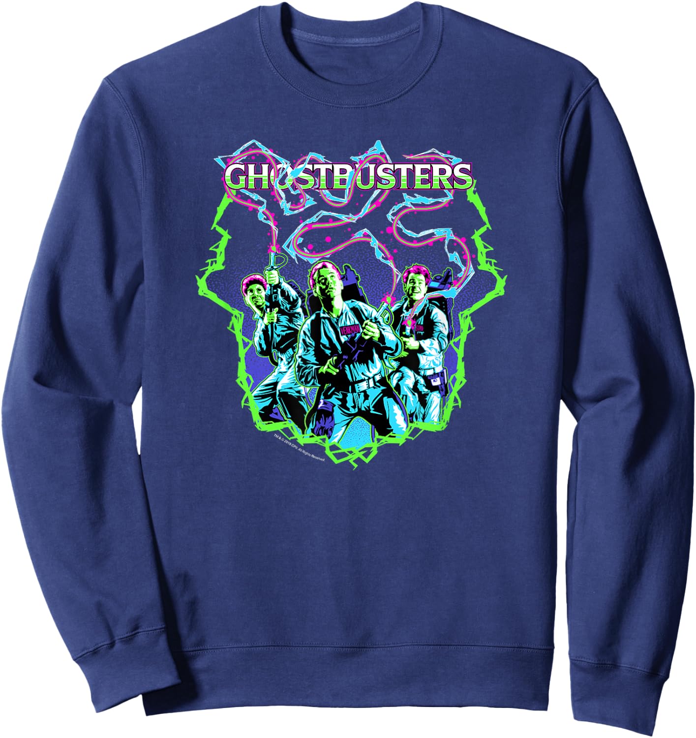 Ghostbusters Retro Proton Packs Cast Photo Movie Sweatshirt - Sweatshirt | Navy