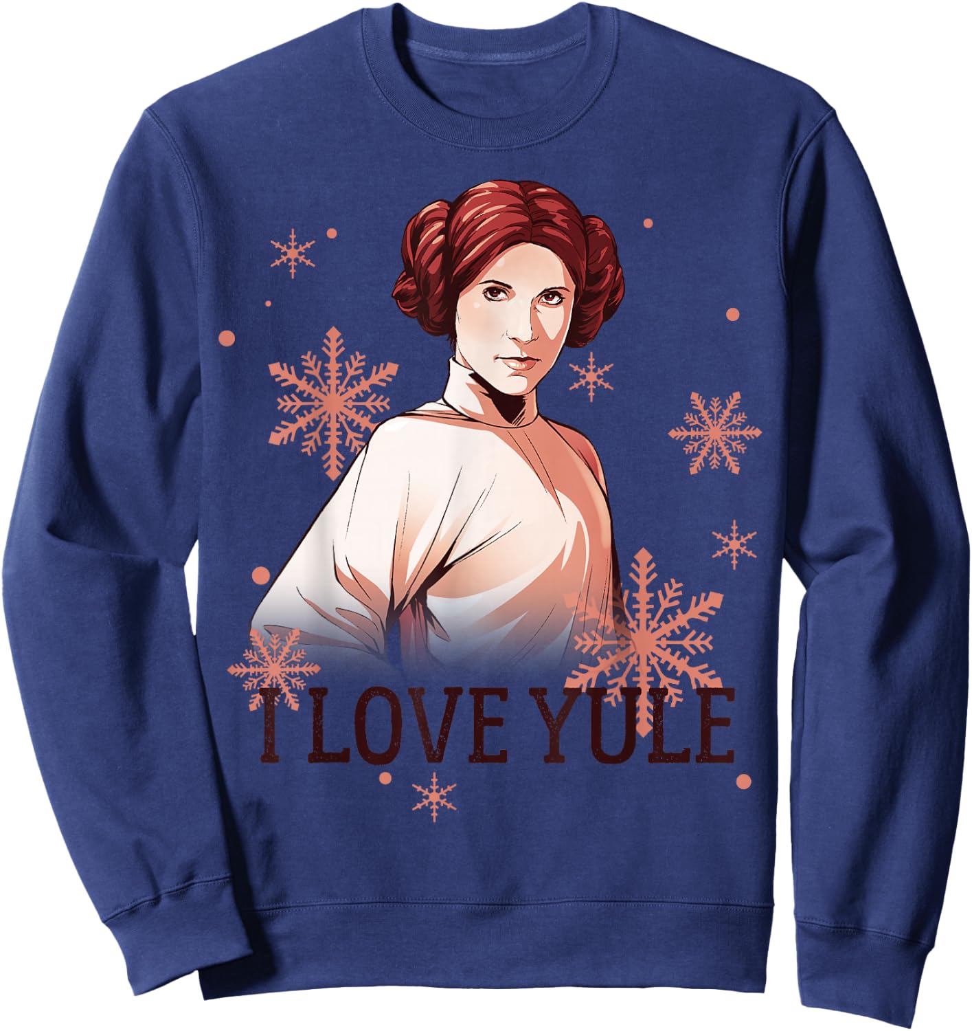 Star Wars Leia I Love Yule Christmas Snowflake Sweatshirt - Sweatshirt | Navy