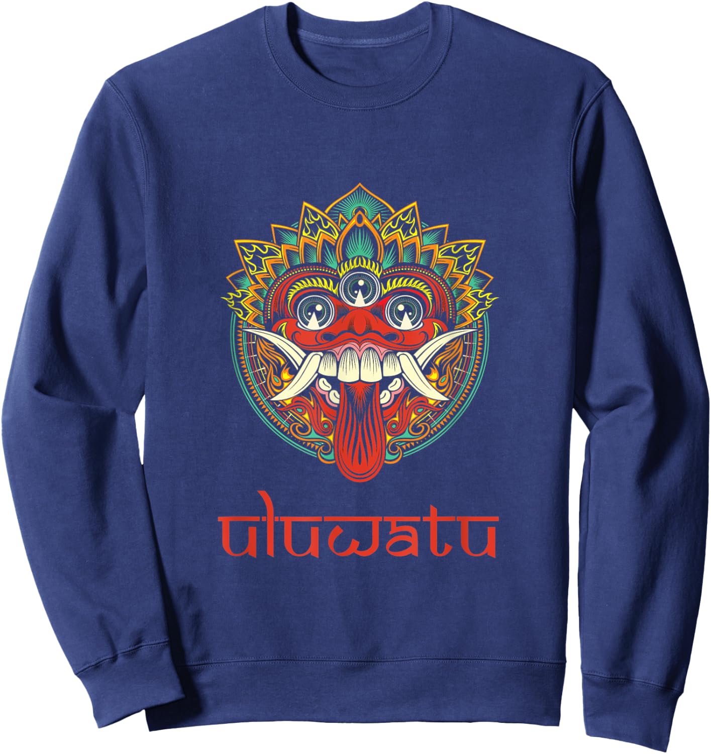 Uluwatu Bali Balinese Hindu Barong Mask Animism Sweatshirt - Sweatshirt | Navy
