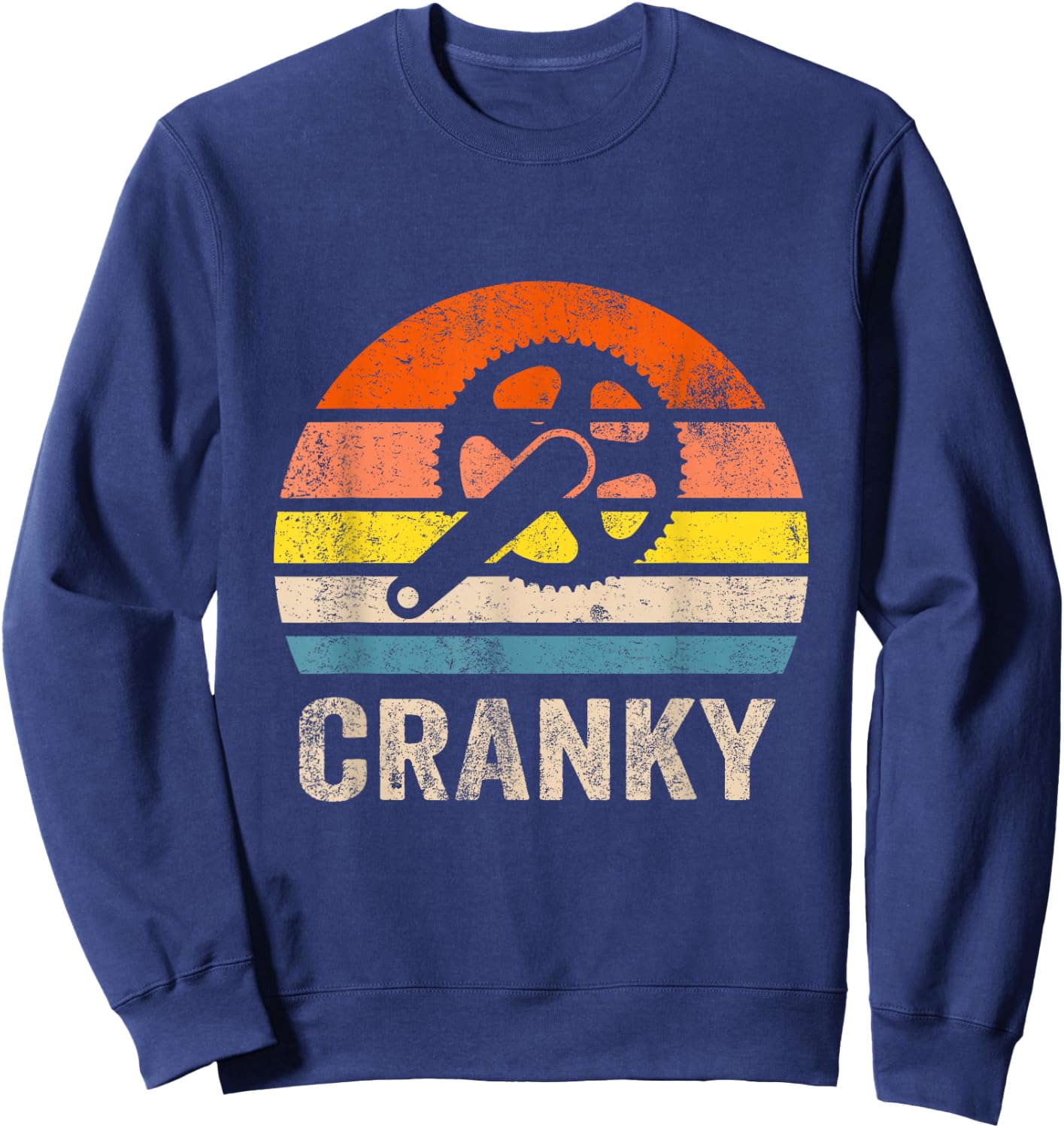 Cranky Vintage Sun funny Bicycle Lovers Cycling Cranky Sweatshirt - Sweatshirt | Navy