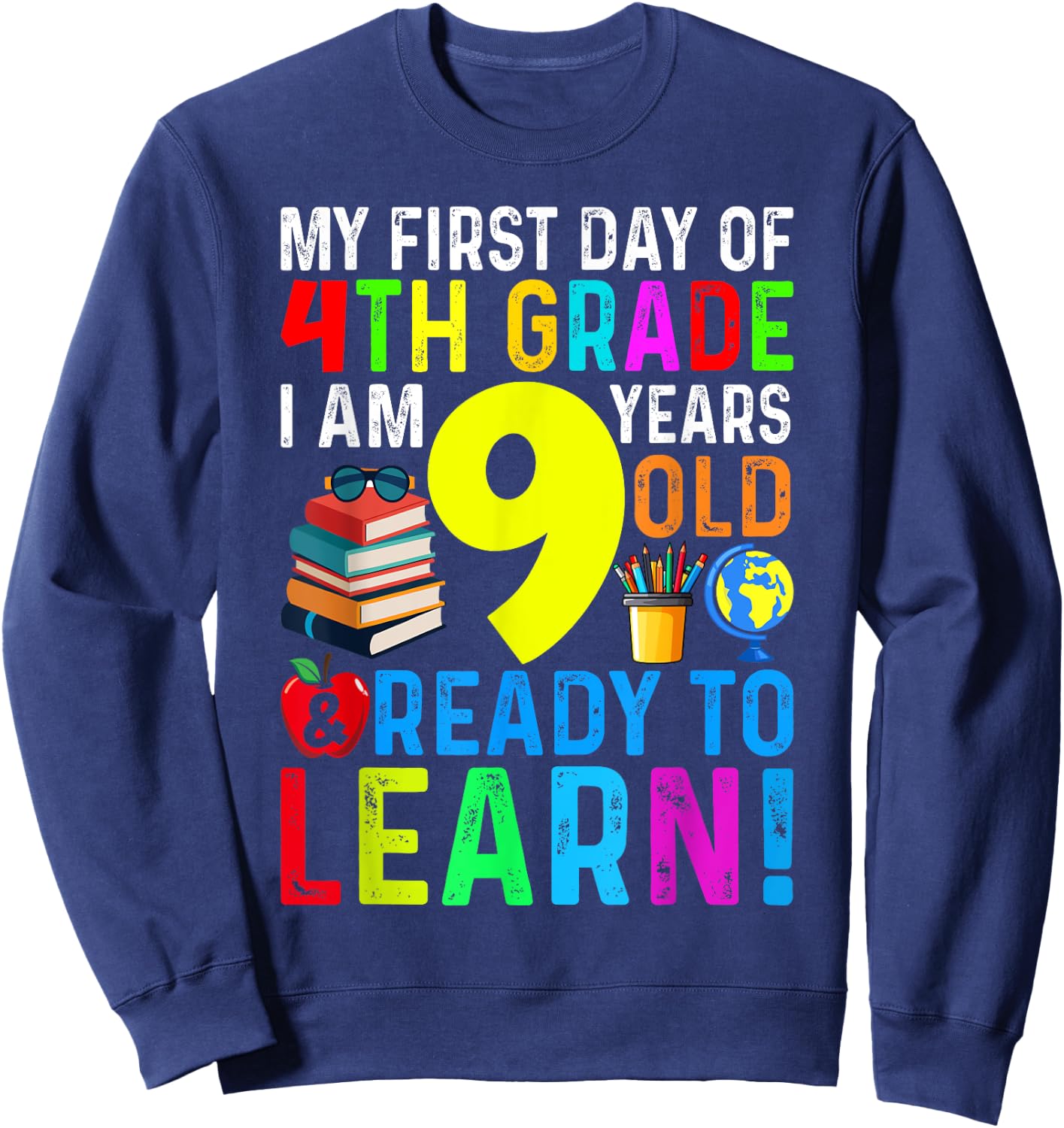 4th Grade Back to First Day of School Boys Girl Sweatshirt - Sweatshirt | Navy