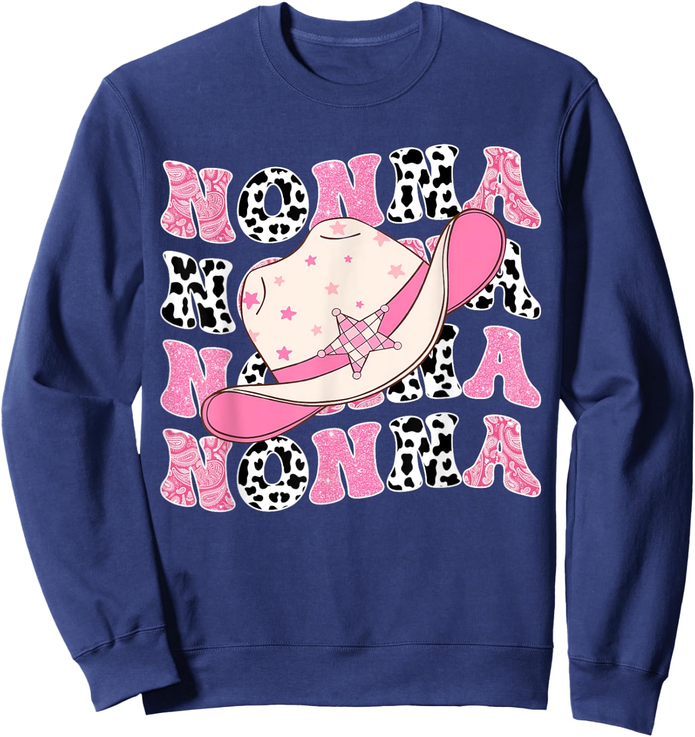 Nonna Pink Rodeo CowGirl Western Retro Groovy Sweatshirt - Sweatshirt | Navy