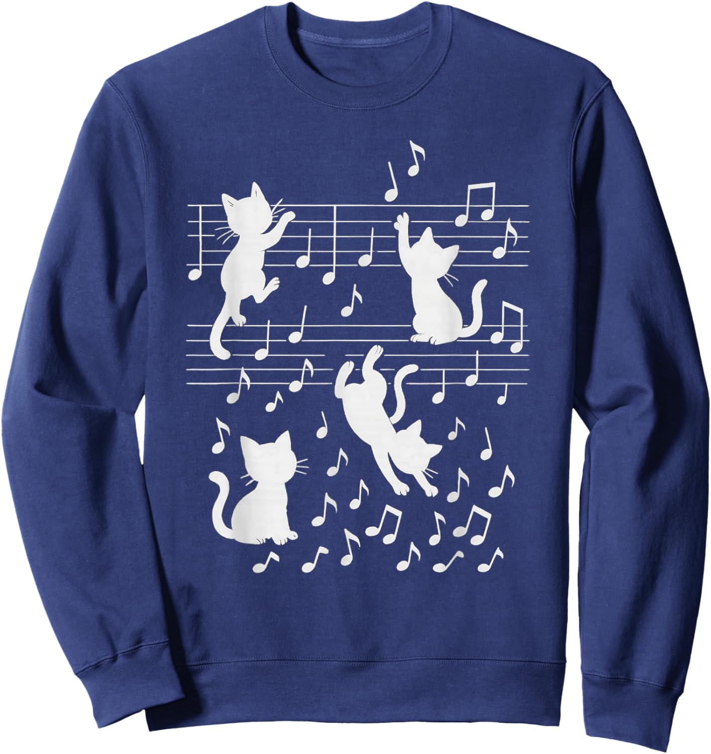 Cute Cat Clef Art Musical Note Music Sweatshirt - Sweatshirt | Navy