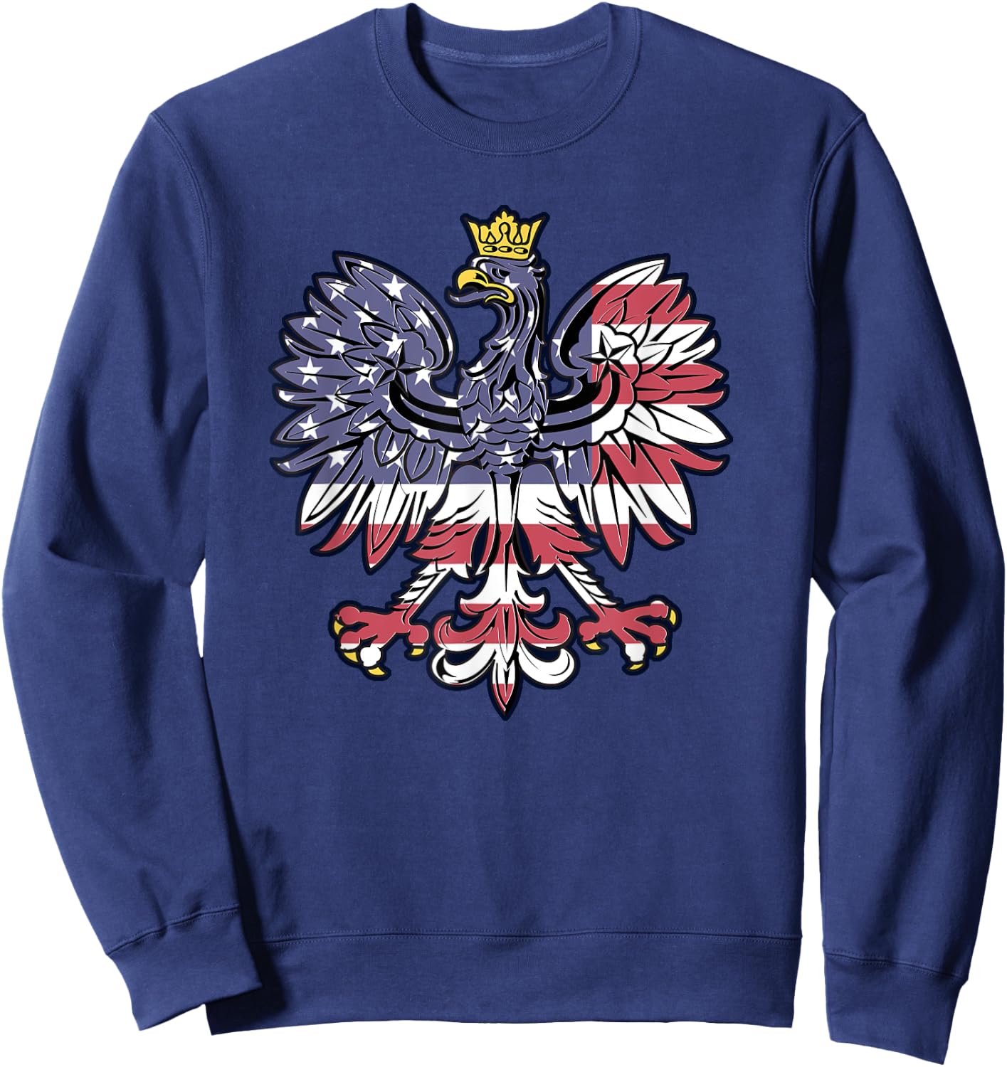 Polish Eagle American Flag Pride Falcon Gift T Shirt Sweatshirt - Sweatshirt | Navy