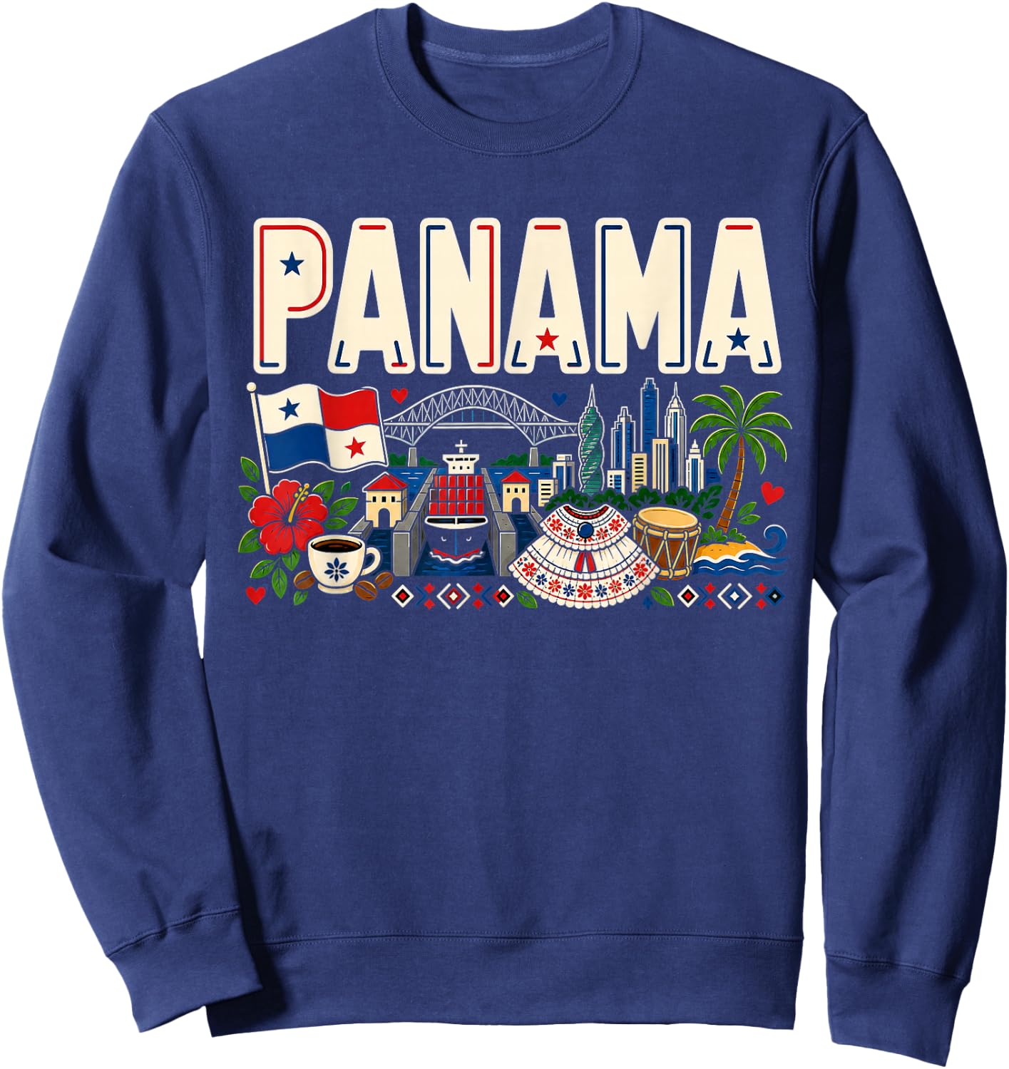 Panama Pride Latino Heritage Country Design Sweatshirt - Sweatshirt | Navy