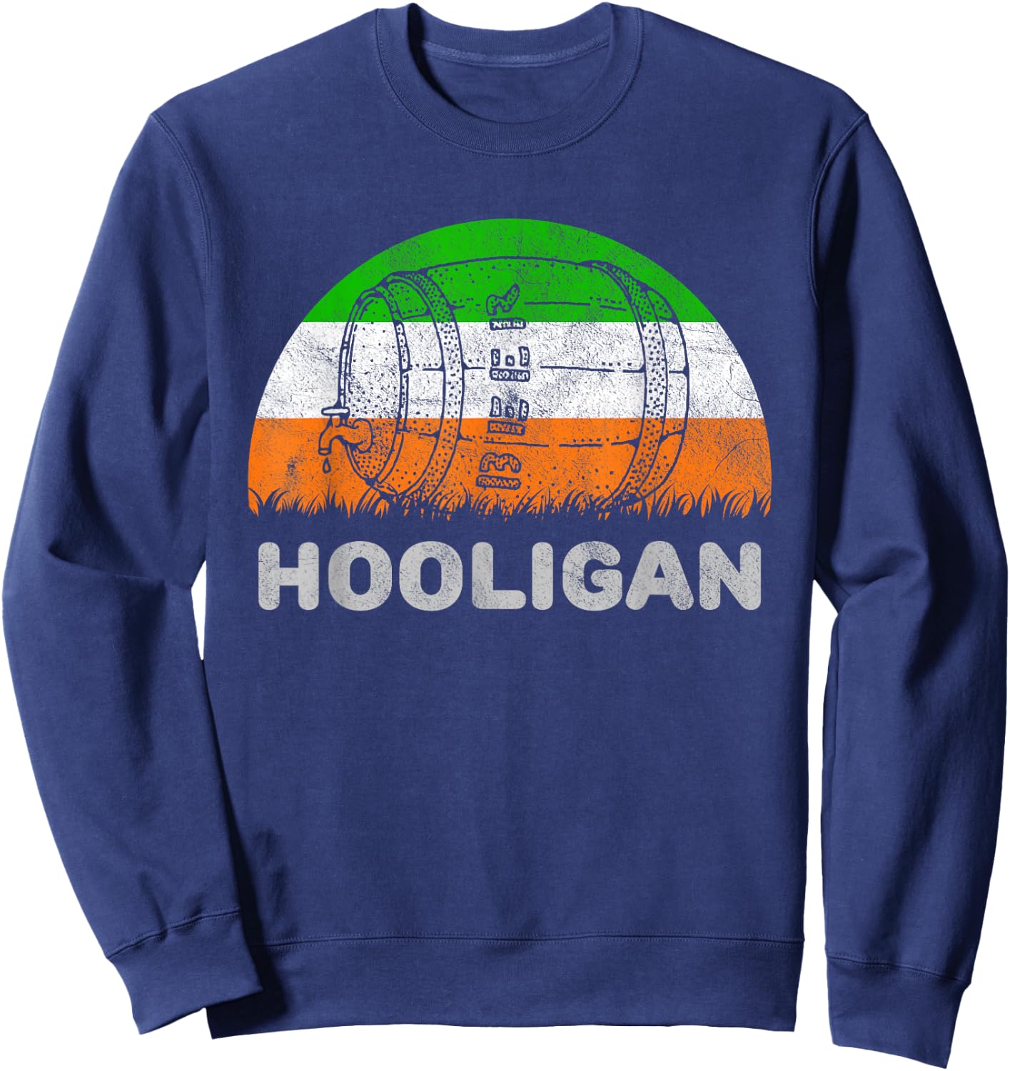 Funny St Patricks Day Hooligan With Ireland Flag Sweatshirt - Sweatshirt | Navy
