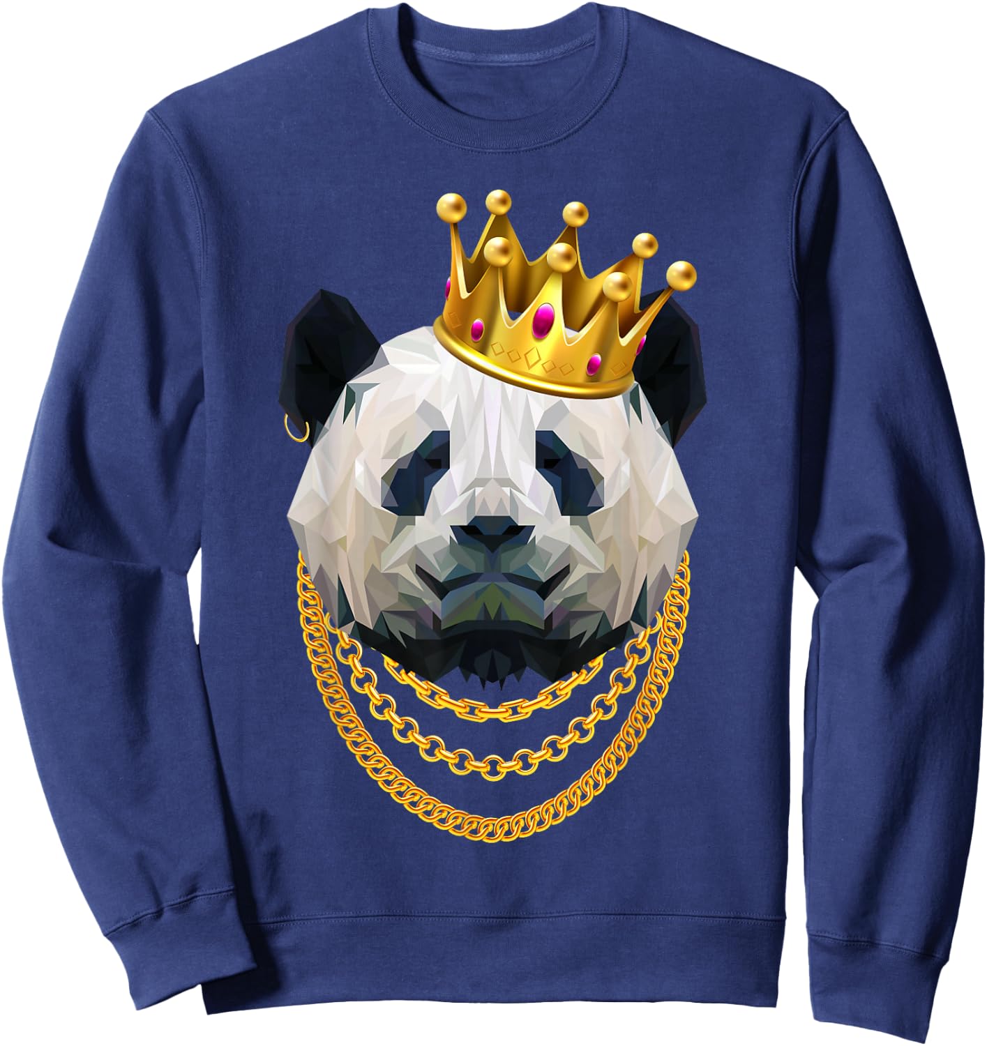 Panda Bear Gangster Golden Crown King Sweatshirt - Sweatshirt | Navy