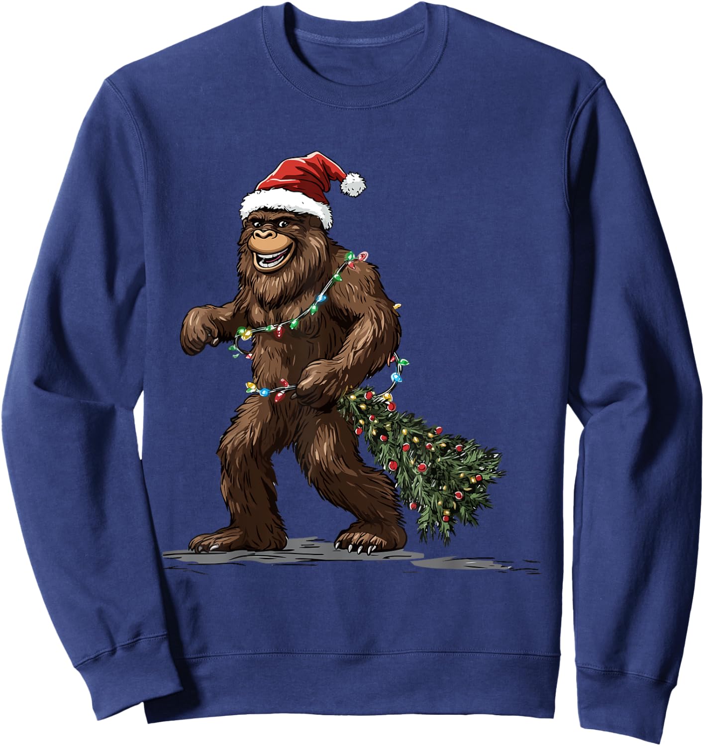 Vintage Bigfoot Sasquatch Christmas Sweatshirt - Sweatshirt | Navy