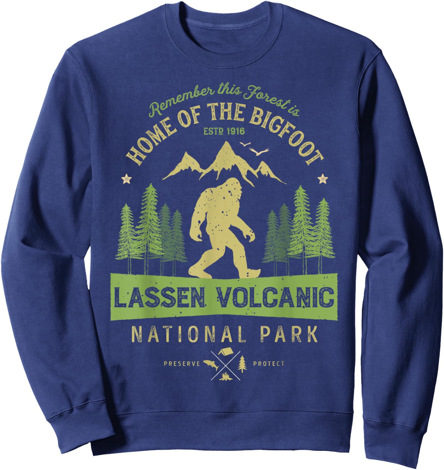 Lassen Volcanic National Park T shirt California Bigfoot Sweatshirt - Sweatshirt | Navy