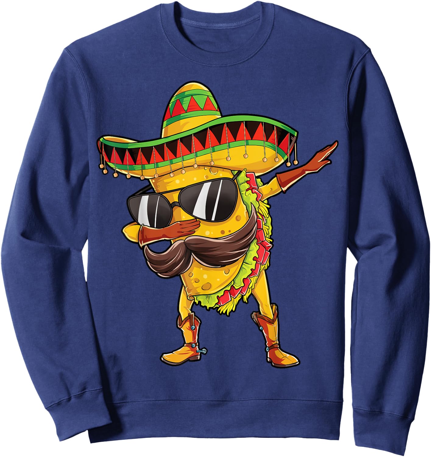 Dabbing Taco Cinco de Mayo Boys Men Mexican Food Sombrero Sweatshirt - Sweatshirt | Navy