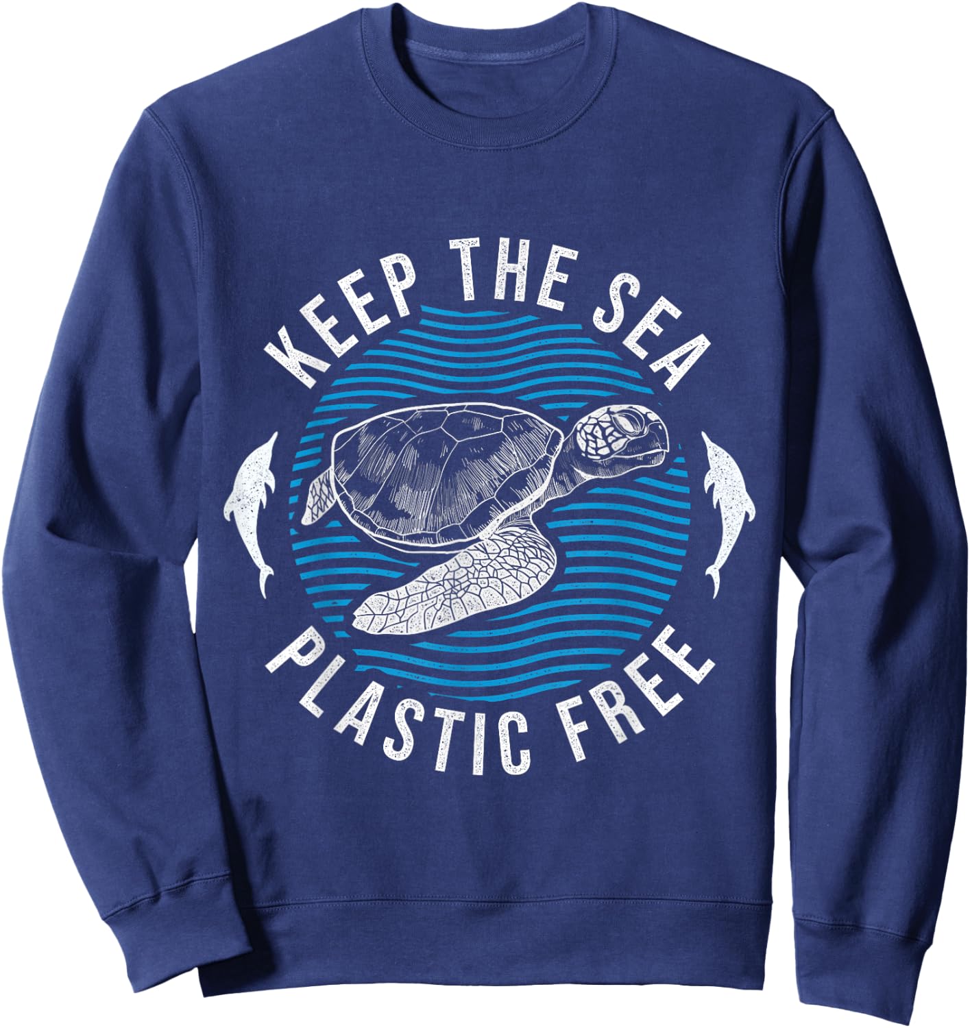 Climate Change Environment Keep Sea Plastic Free Sweatshirt - Sweatshirt | Navy