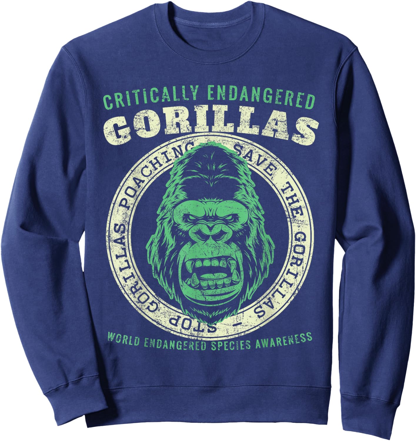 Save The Gorillas Vintage Sweatshirt - Sweatshirt | Navy