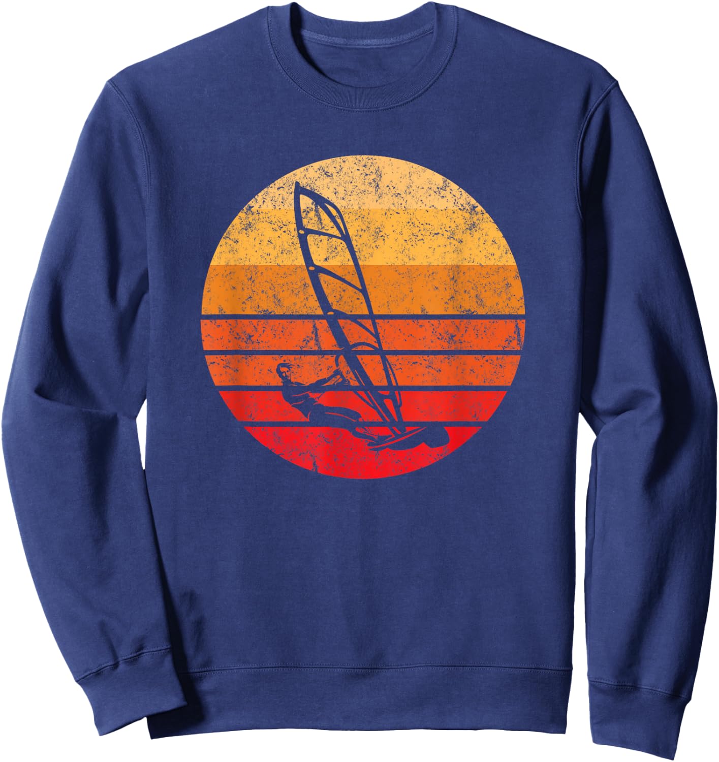 Windsurf, Windsurfing Shirt Retro Style Sunset Vintage Sweatshirt - Sweatshirt | Navy