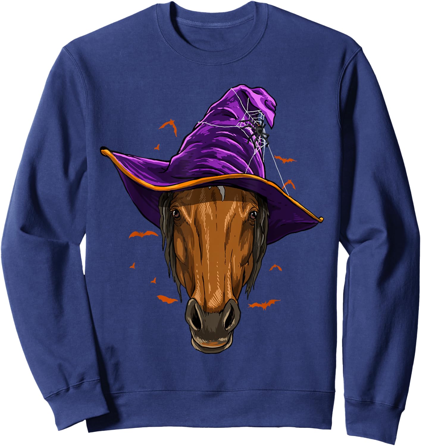 Horse Witch Hat Funny Halloween Horse Lover Whisperer Sweatshirt - Sweatshirt | Navy