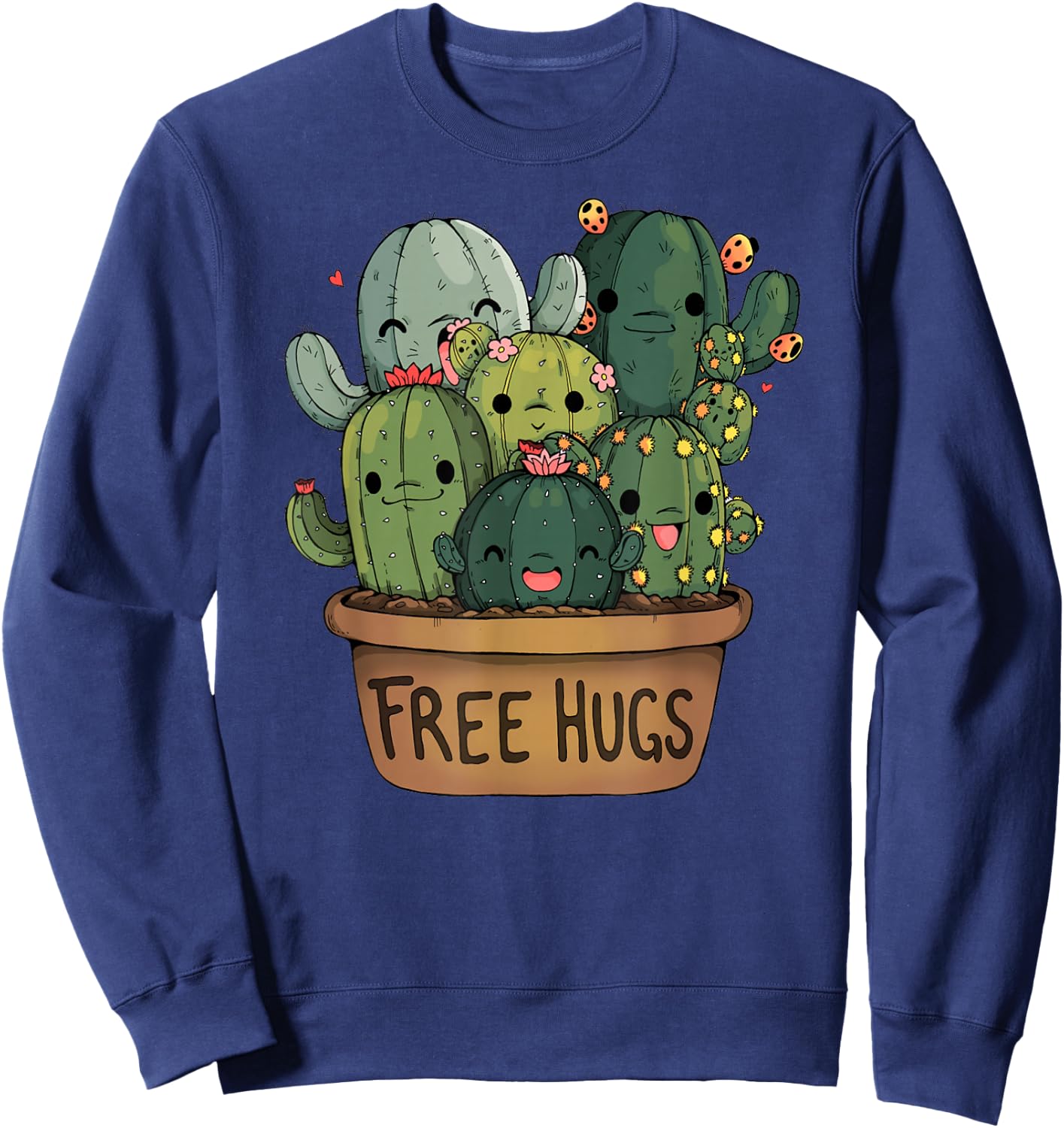 Free Cactus Hugs | Cute Funny Cactus Present Friendly Sweatshirt - Sweatshirt | Navy