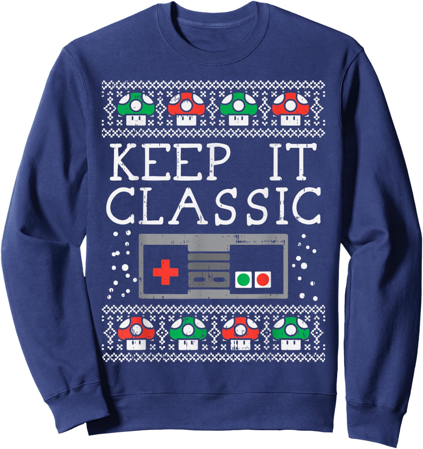 Keep It Classic Video Game Retro Ugly Christmas Gamer PJ Sweatshirt - Sweatshirt | Navy