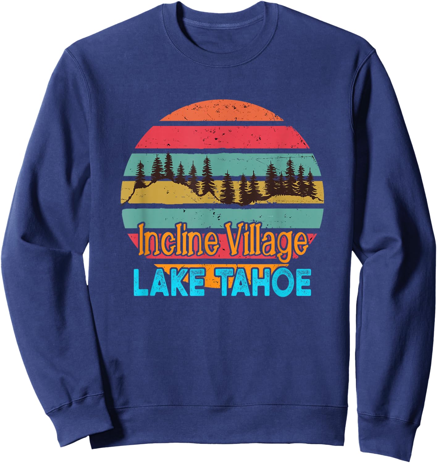 Lake Tahoe Incline Village Retro Sunset Sweatshirt - Sweatshirt | Navy