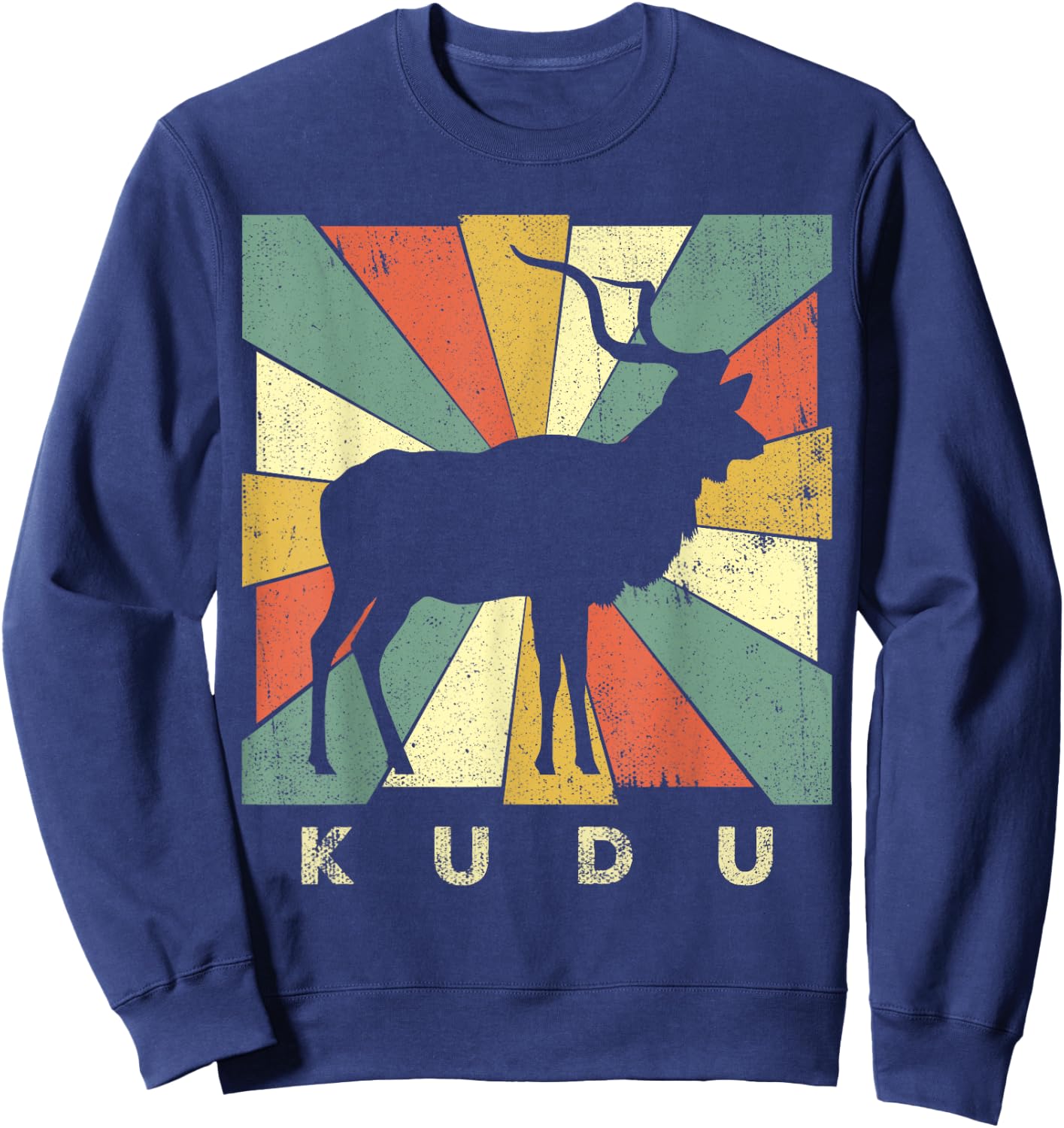 Vintage Kudu Lover Retro Style Animal Sweatshirt - Sweatshirt | Navy
