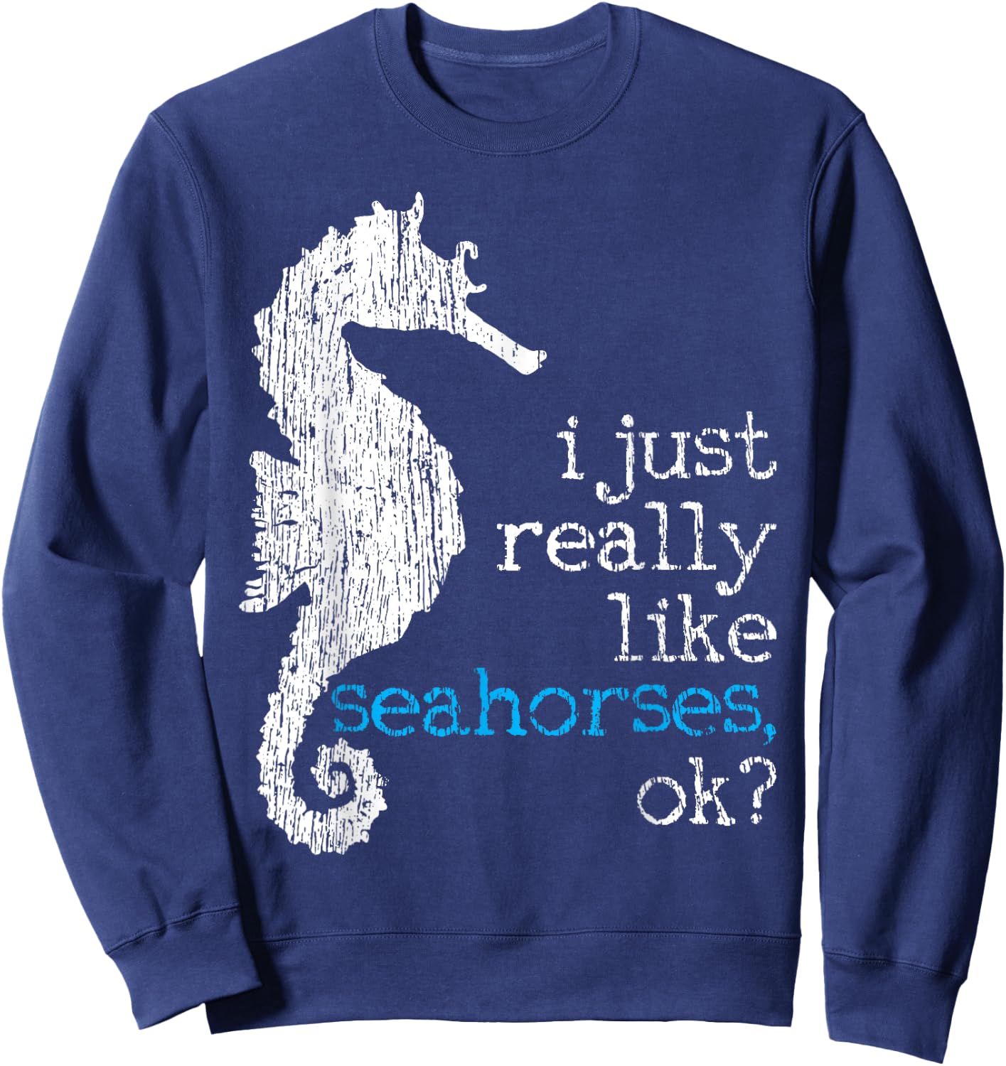 Seahorse Lover Fish Underwater Vintage Gift Sweatshirt - Sweatshirt | Navy