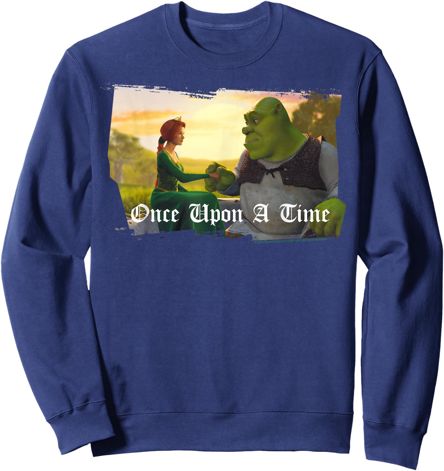 Shrek Fiona & Shrek Once Upon A Time Text Poster Sweatshirt - Sweatshirt | Navy