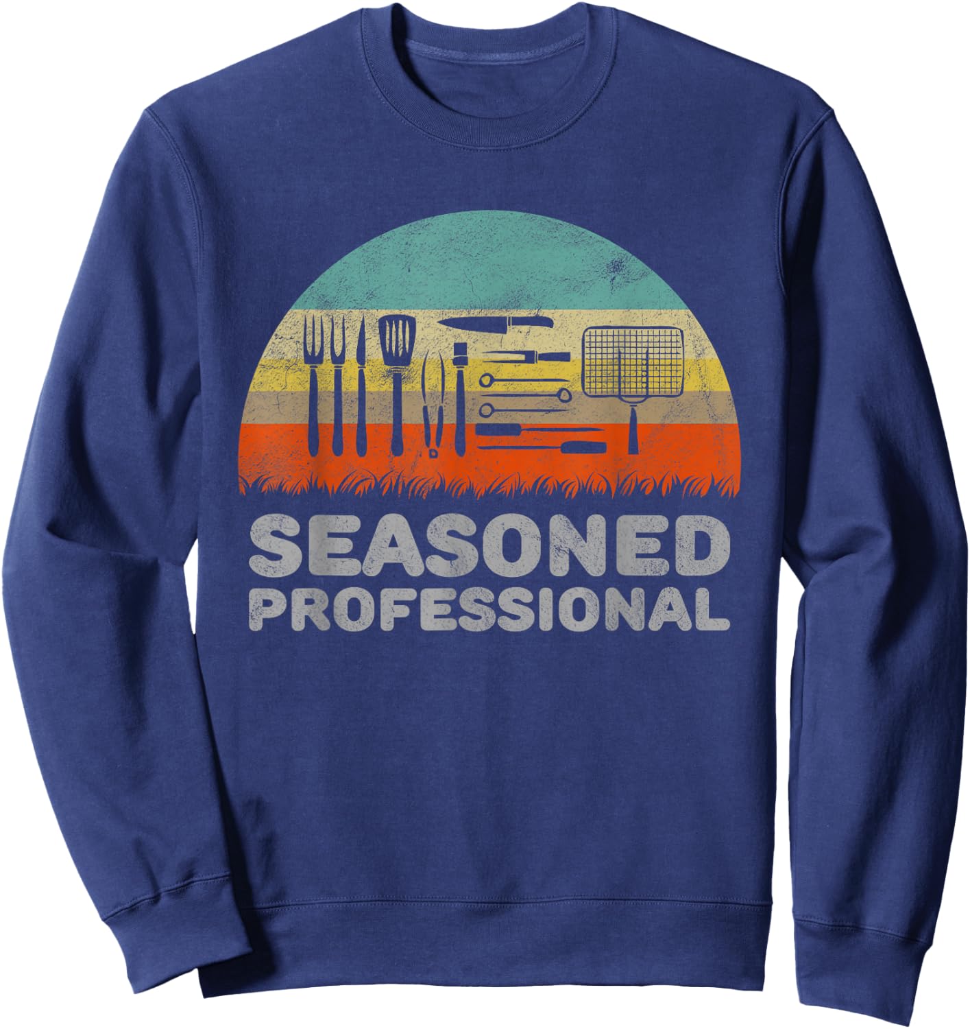 Funny Seasoned Professional Barbecue Pun Sweatshirt - Sweatshirt | Navy