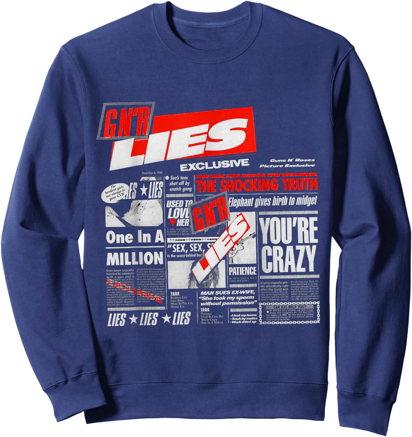 Guns N' Roses Official Lies Sweatshirt - Sweatshirt | Navy