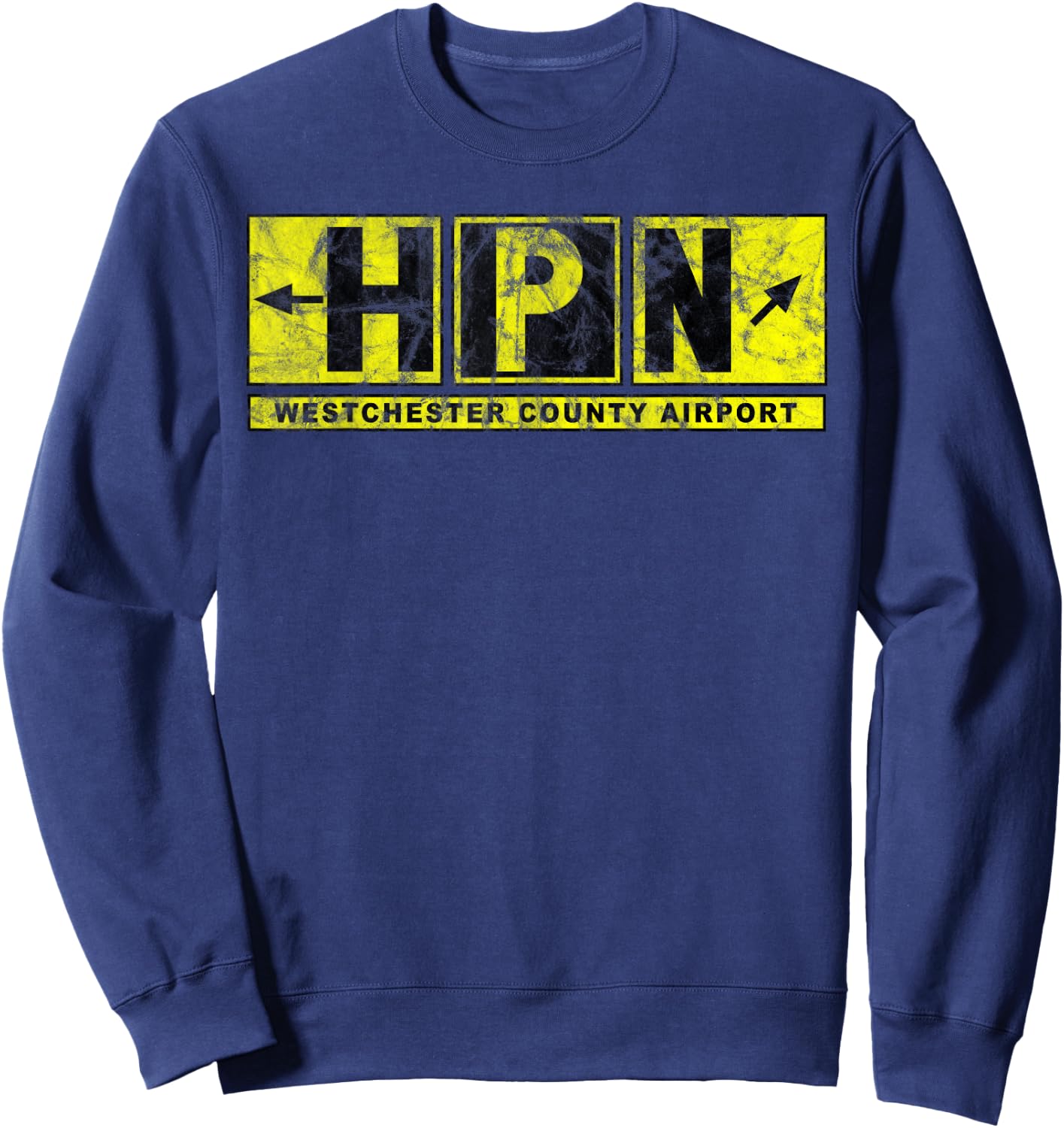 HPN Westchester County Airport Taxiway Sign Pilot Vintage Sweatshirt - Sweatshirt | Navy
