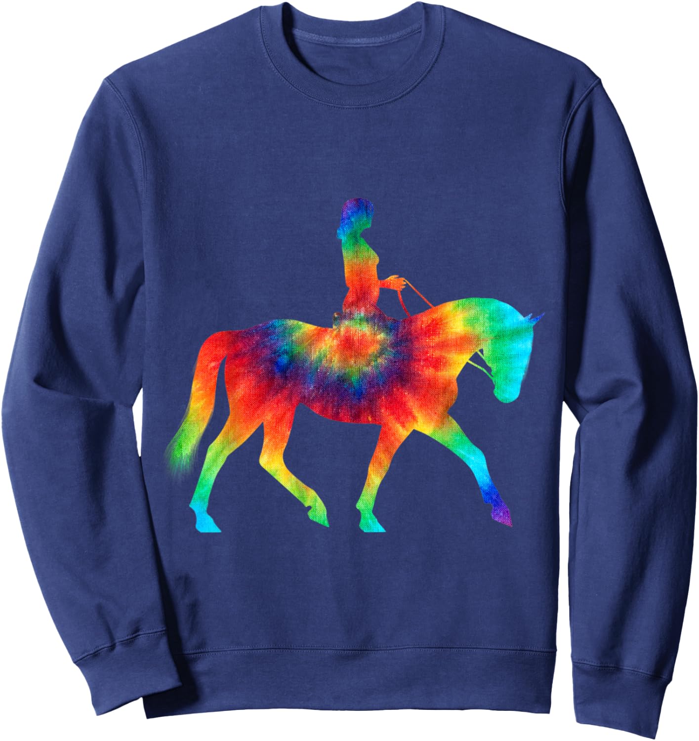 Tie Dye Horse Tie Dyed Polo Player Horseback Riding T Shirt Sweatshirt - Sweatshirt | Navy