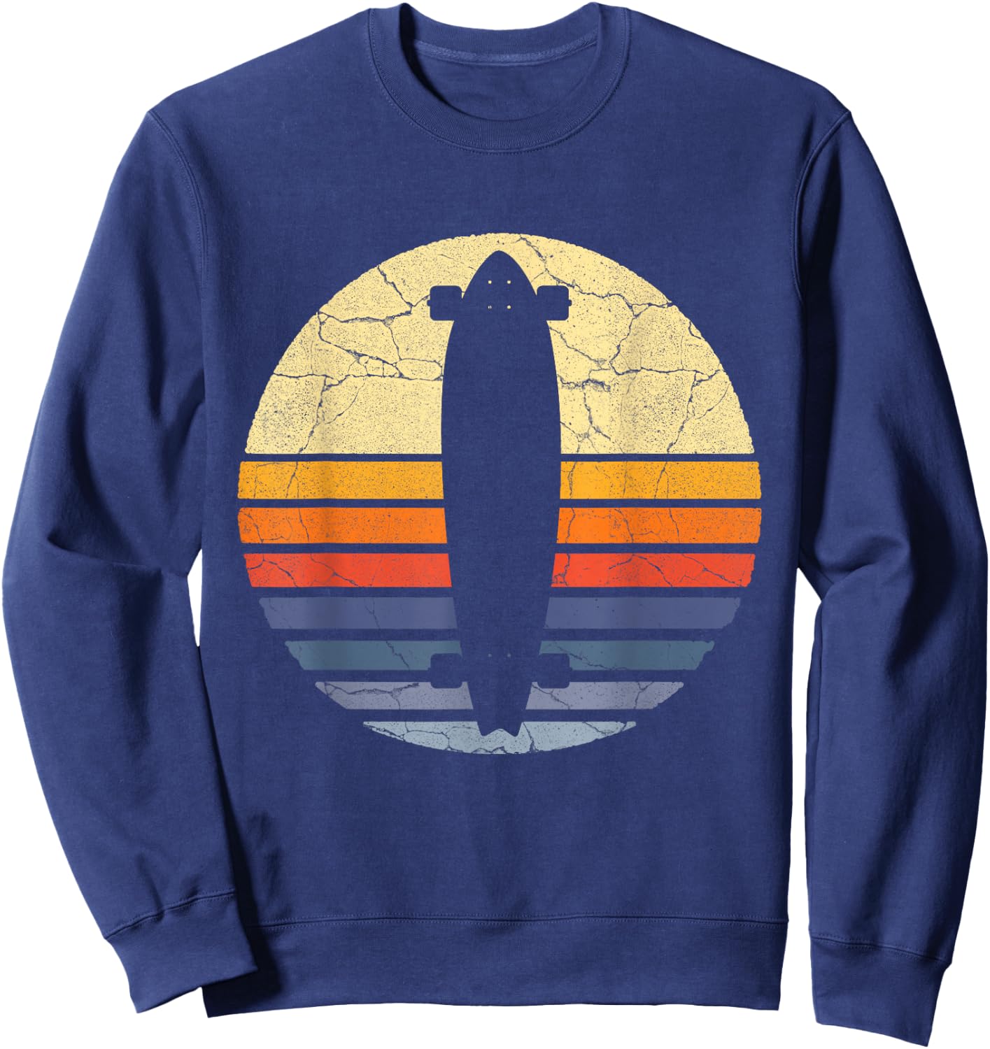 Distressed Longboard Longboarding Lovers & Longboarder Gift Sweatshirt - Sweatshirt | Navy