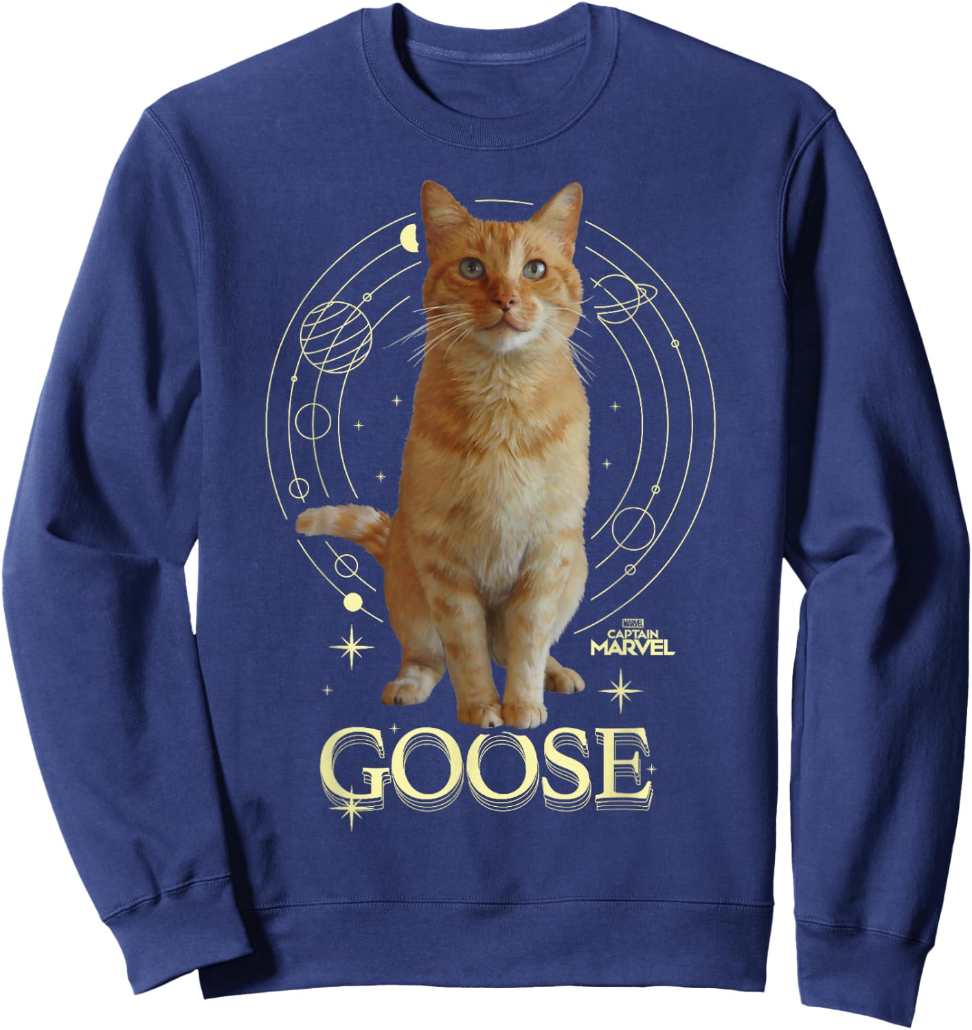 Captain Marvel Goose Full Portrait Space Graphic Sweatshirt - Sweatshirt | Navy