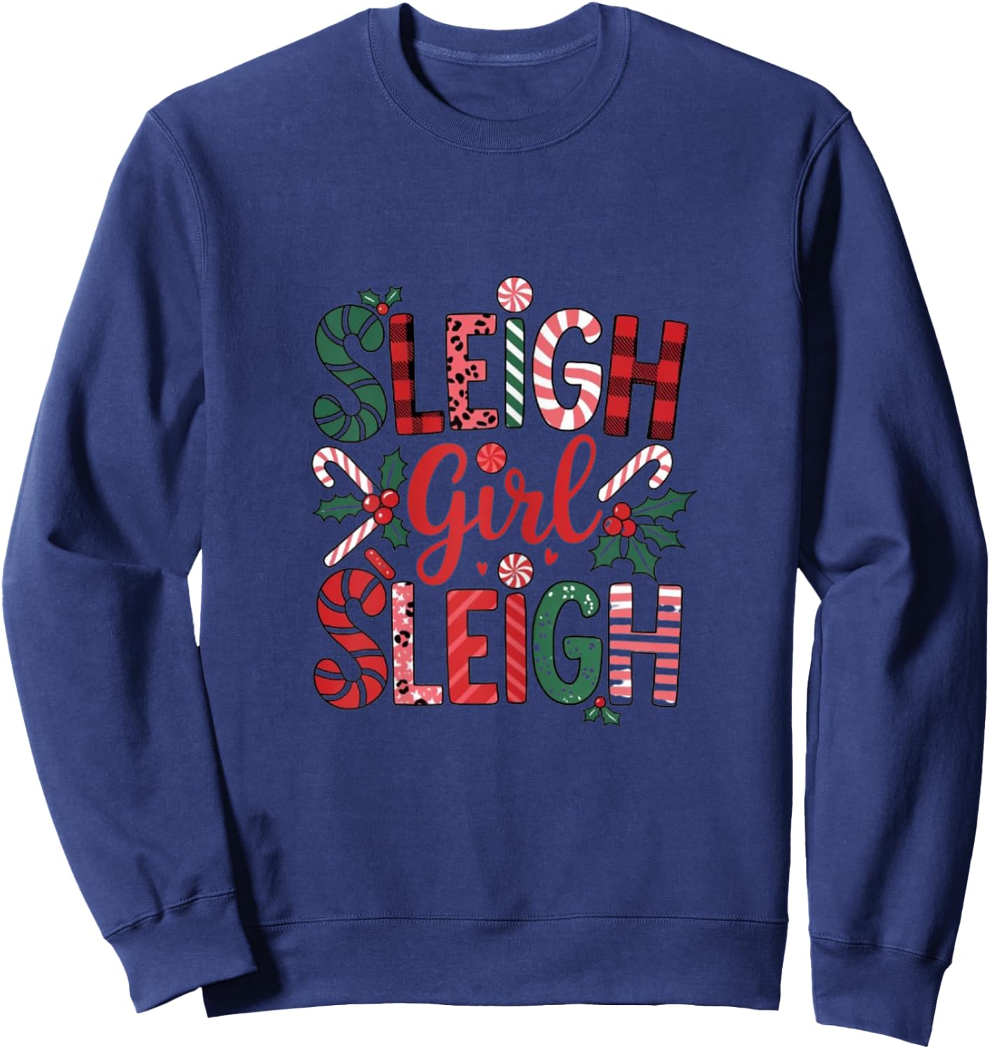 Sleigh Girl Sleigh Funny Little Women's Retro Christmas Day Sweatshirt - Sweatshirt | Navy