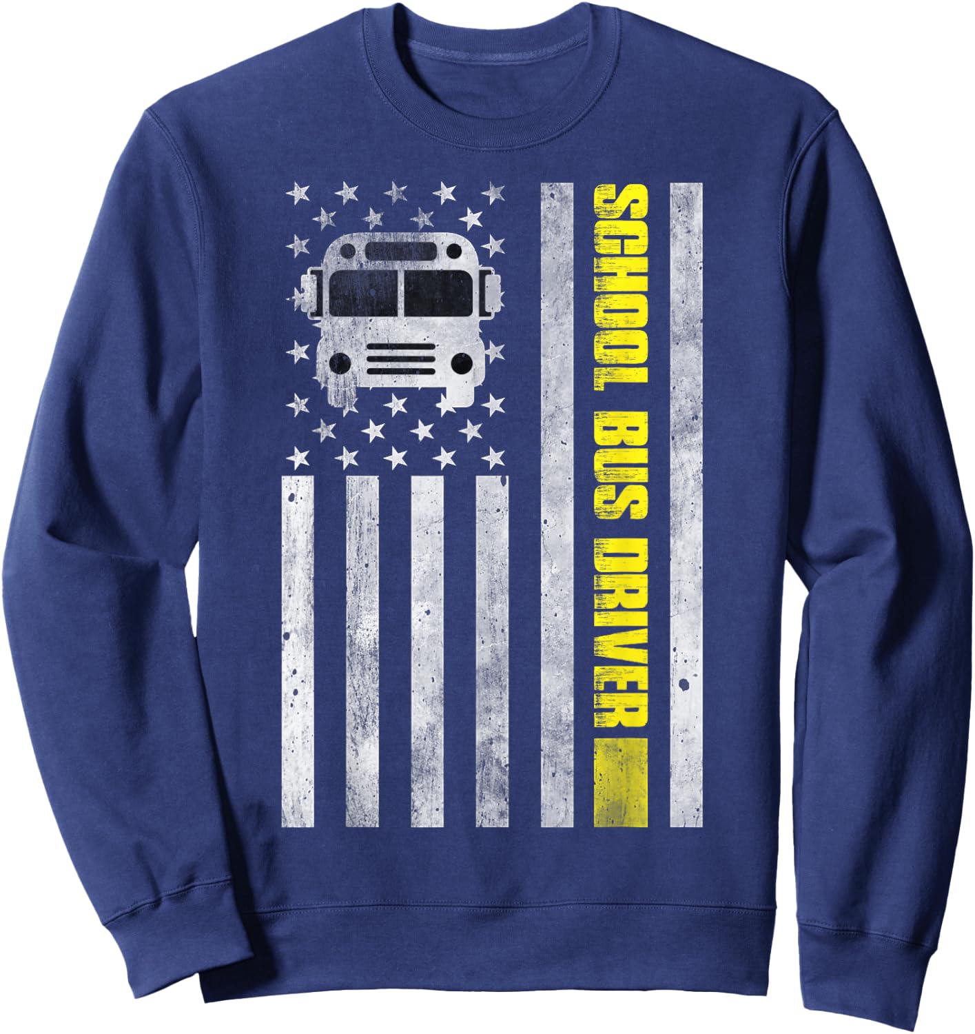 School Bus Driver American Flag Design - School Bus Driver Sweatshirt - Sweatshirt | Navy