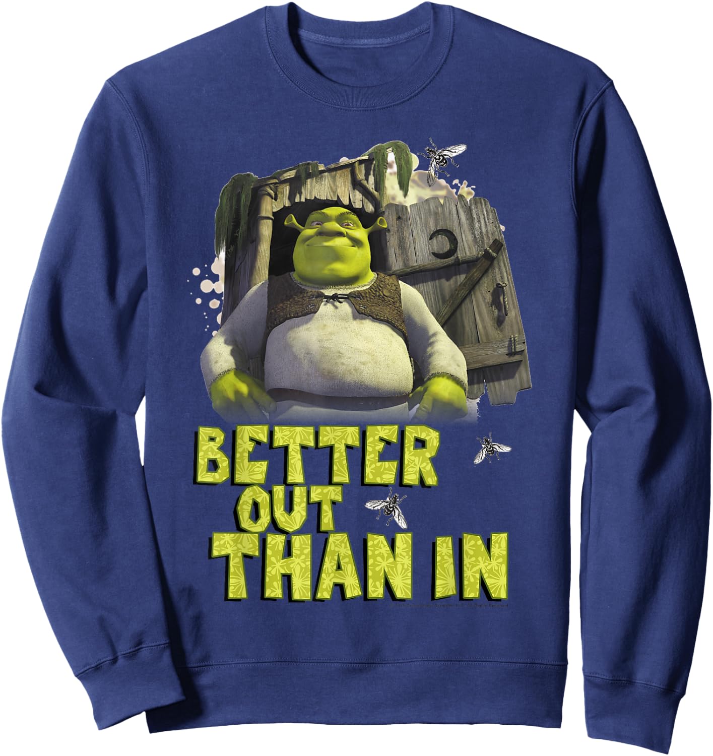 Shrek Outhouse Better Out Than in Quote Sweatshirt - Sweatshirt | Navy
