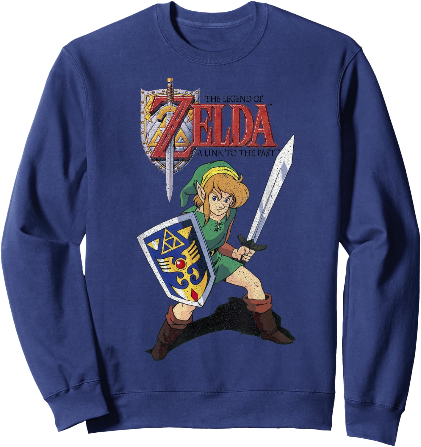 Legend of Zelda Grey Cartoon Art - , Classic Fit, Short Sleeve Sweatshirt - Sweatshirt | Navy