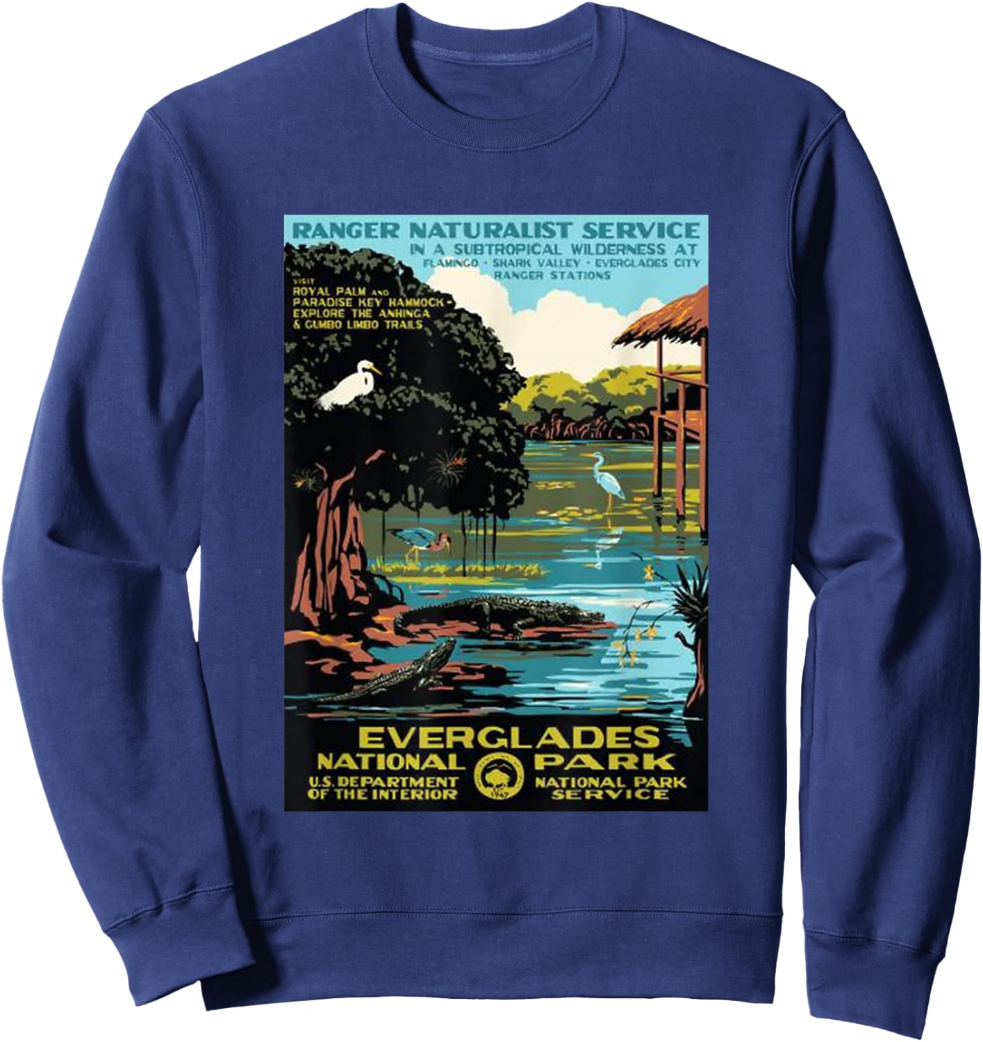 Everglade National Park Vintage Poster Sweatshirt - Sweatshirt | Navy