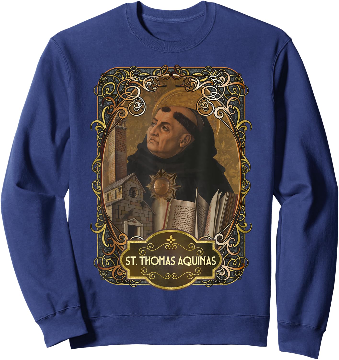 St. Thomas Aquinas Philosophy Catholic Theology Saint Sweatshirt - Sweatshirt | Navy