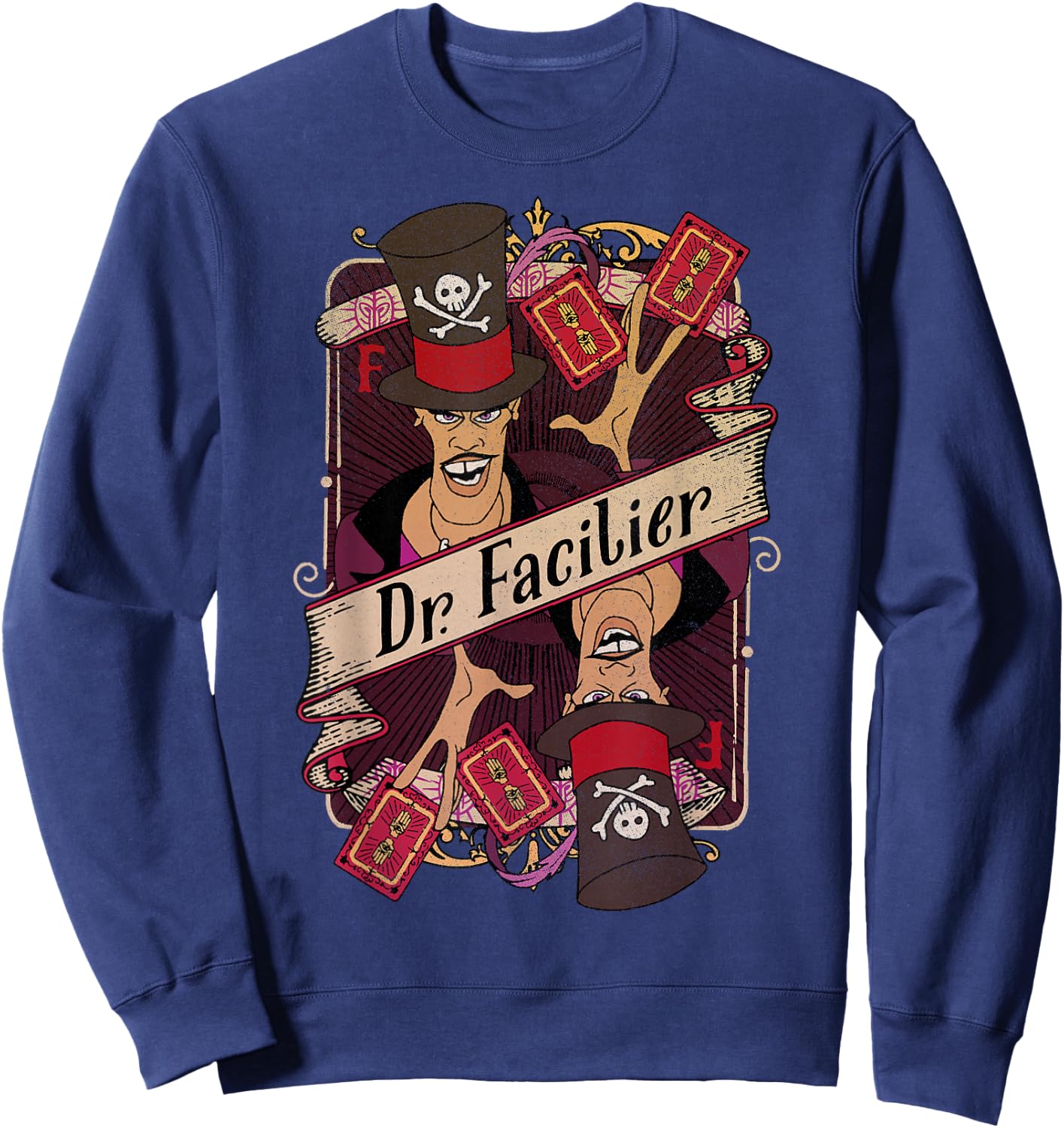 Disney Princess and The Frog Facilier Playing Card Sweatshirt - Sweatshirt | Navy