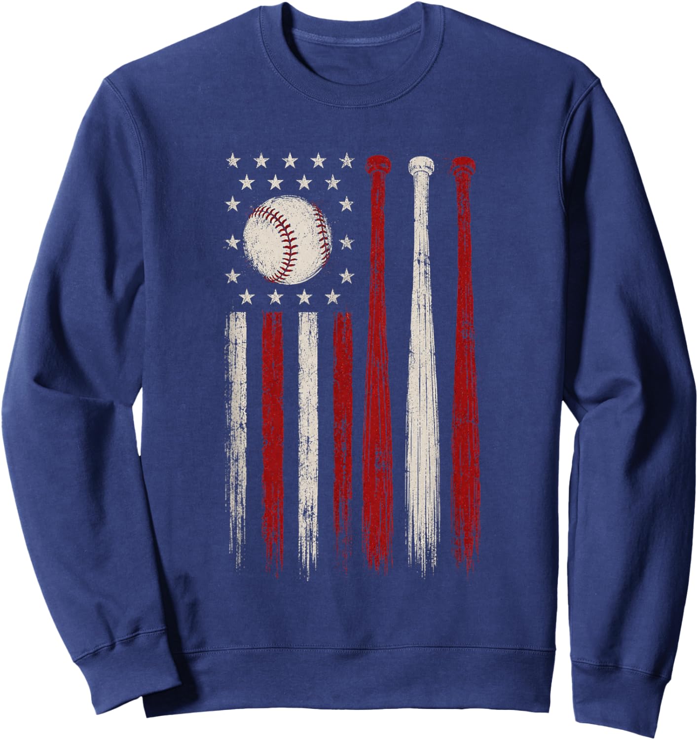 Patriotic Vintage American USA Flag Baseball Dad Mom Sweatshirt - Sweatshirt | Navy