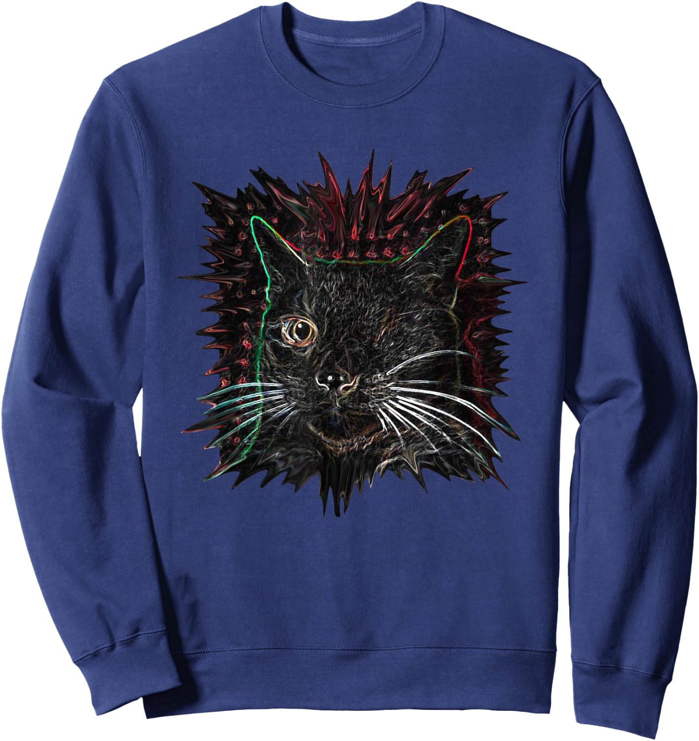 Funny One Eyed Cat Women Sweatshirt - Sweatshirt | Navy