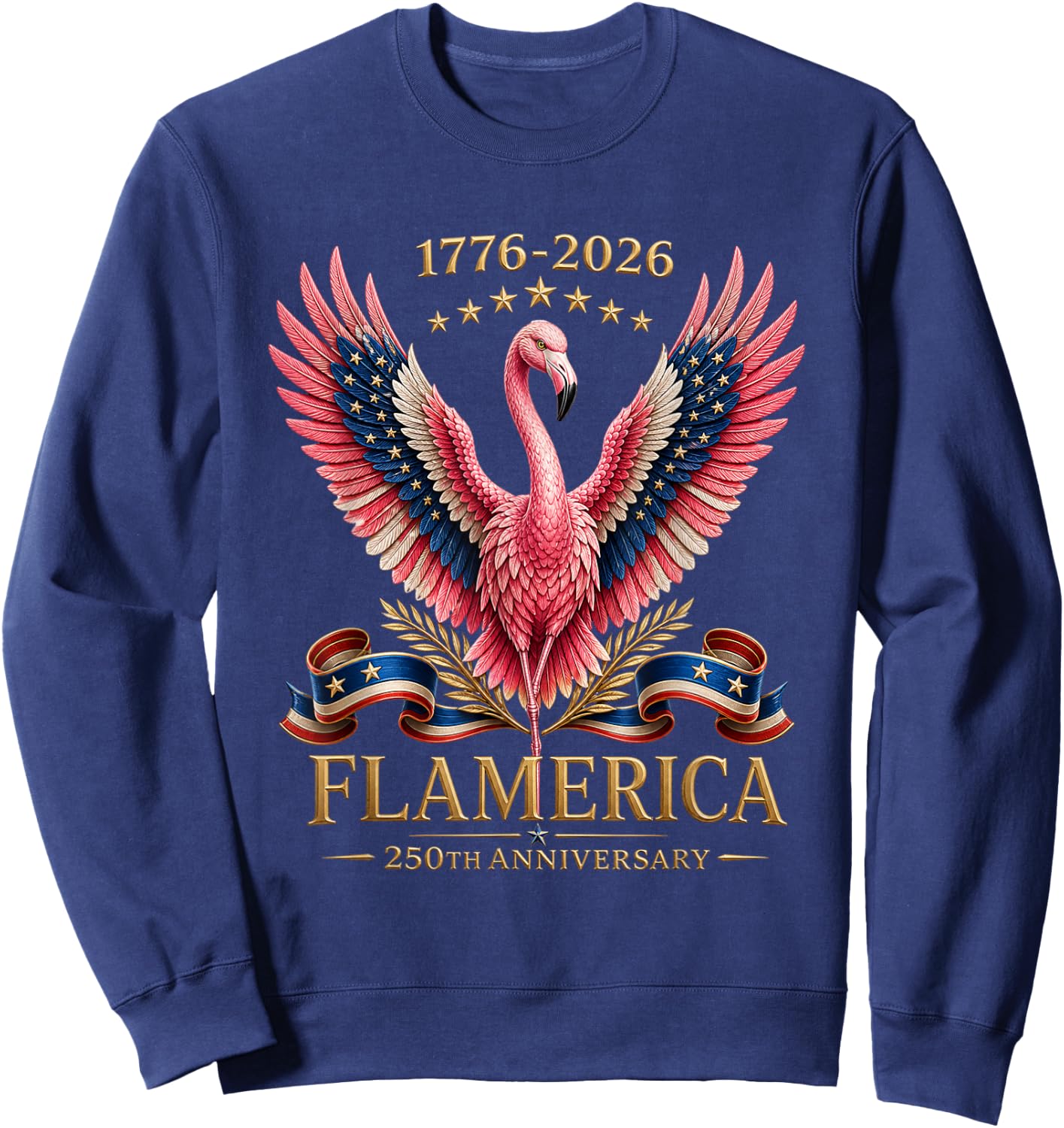 Flamerica Flamingo 1776 2026 Patriotic 250th Anniversary Sweatshirt - Sweatshirt | Navy