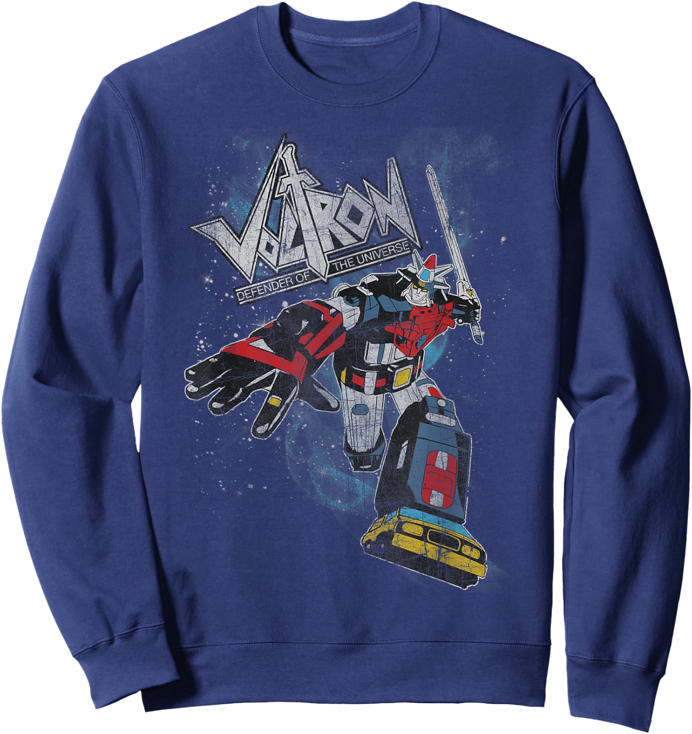 Voltron Retro Defender Battle Stance Space Graphic Sweatshirt - Sweatshirt | Navy