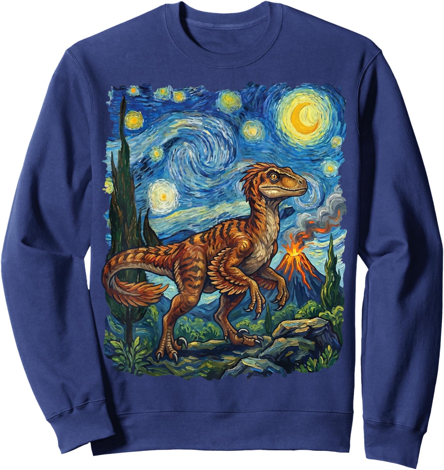 Velociraptor Starry Night Sweatshirt - Sweatshirt | Navy