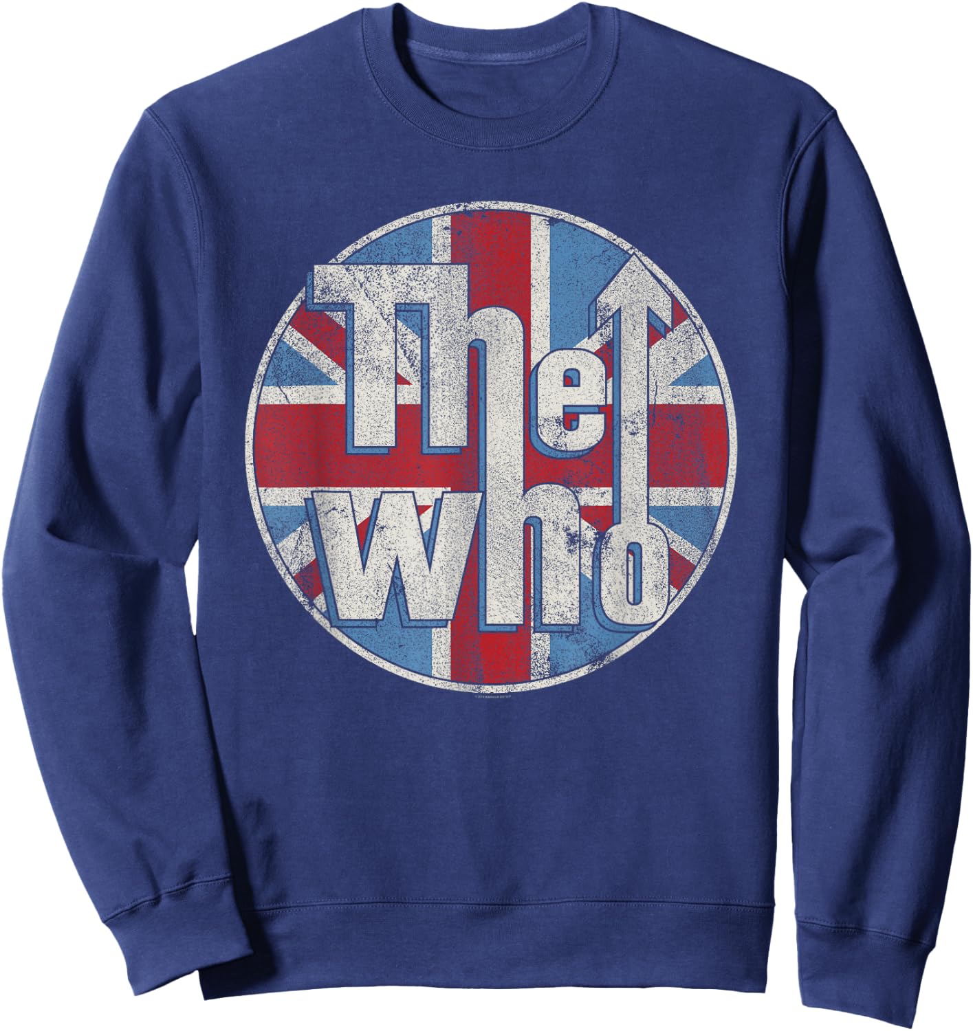 The Who Official Distressed Union Jack Circle Logo Short Sleeve Sweatshirt - Sweatshirt | Navy