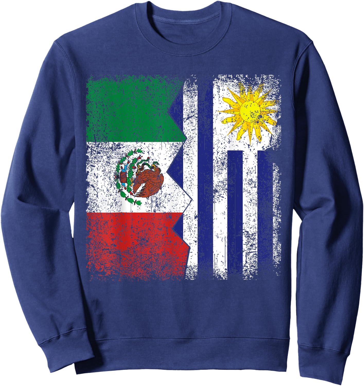 Uruguayan Roots | Half Mexican Flag | Mexico Uruguay Flags Sweatshirt - Sweatshirt | Navy