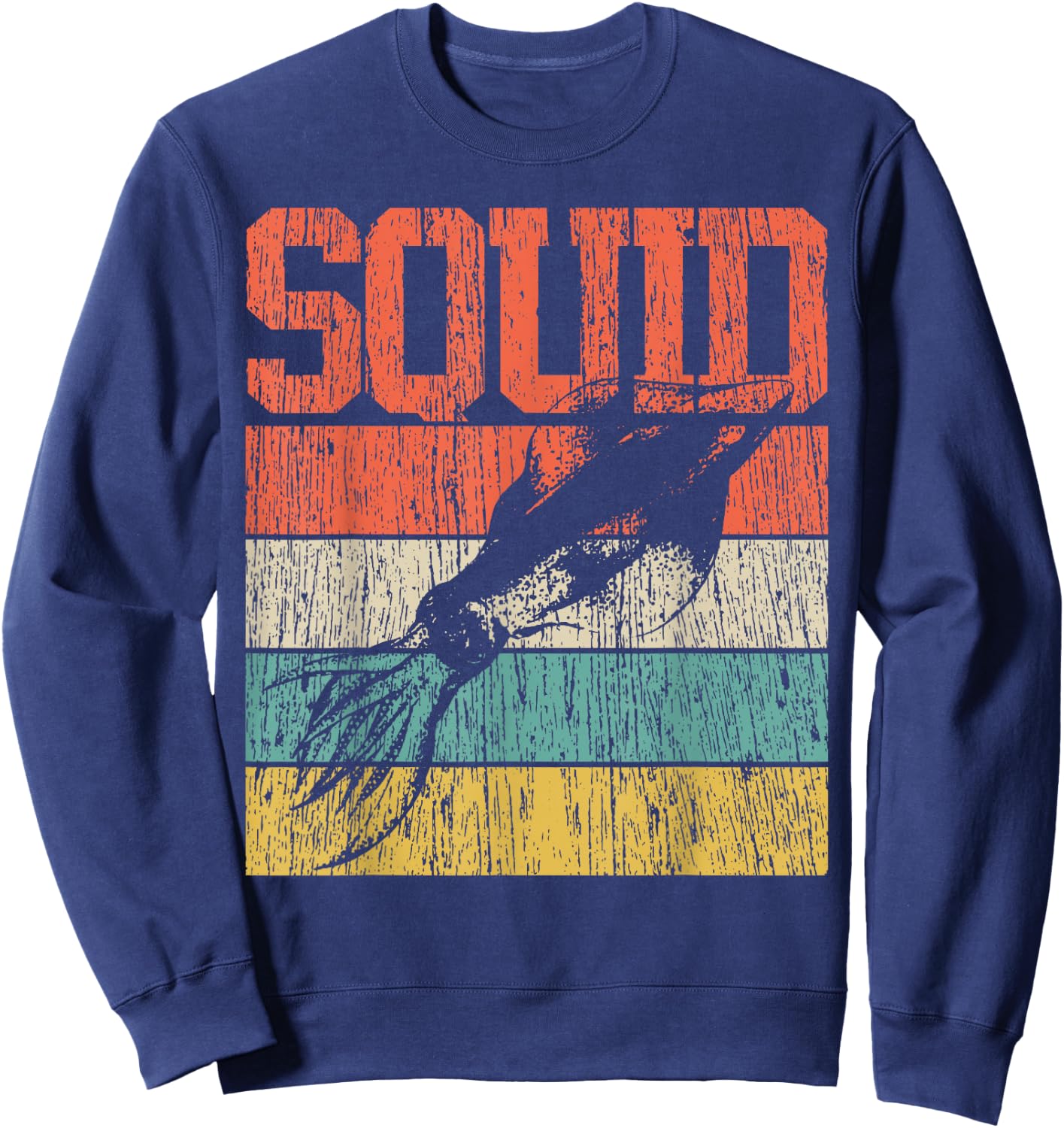 Squid Retro Vintage Marine Biologist Sweatshirt - Sweatshirt | Navy