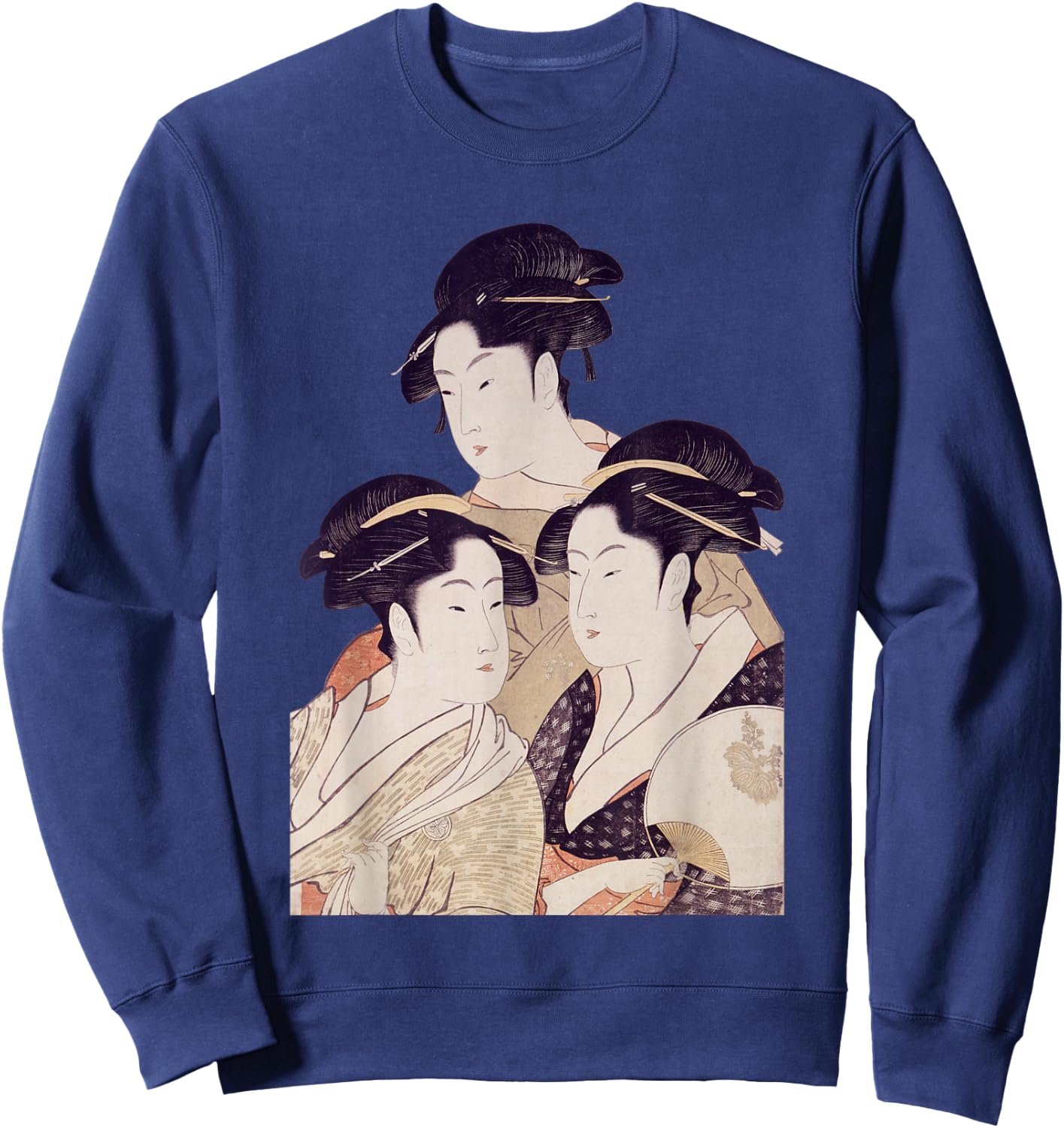 Edo Japan Geisha, Japanese Woodblock Sweatshirt - Sweatshirt | Navy