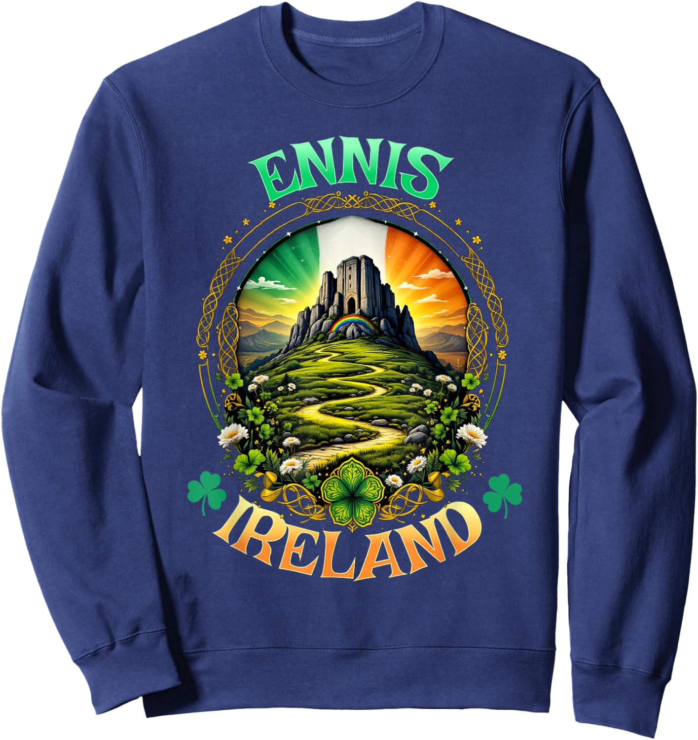 Ennis Ireland Travel Vacation Rock Of Cashel Souvenir Sweatshirt - Sweatshirt | Navy